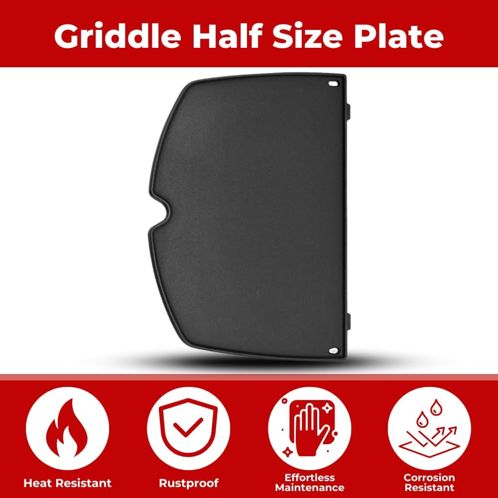 CAMPAQUIP Cast Iron Half Griddle Plate | Fits Weber Baby Q Series | Q100 | Q120 | Q1000 | Q1200 | Matt Porcelain Enamel | Flat Grill Pan Accessory | Easy to Clean | NOT for N Series image number 6