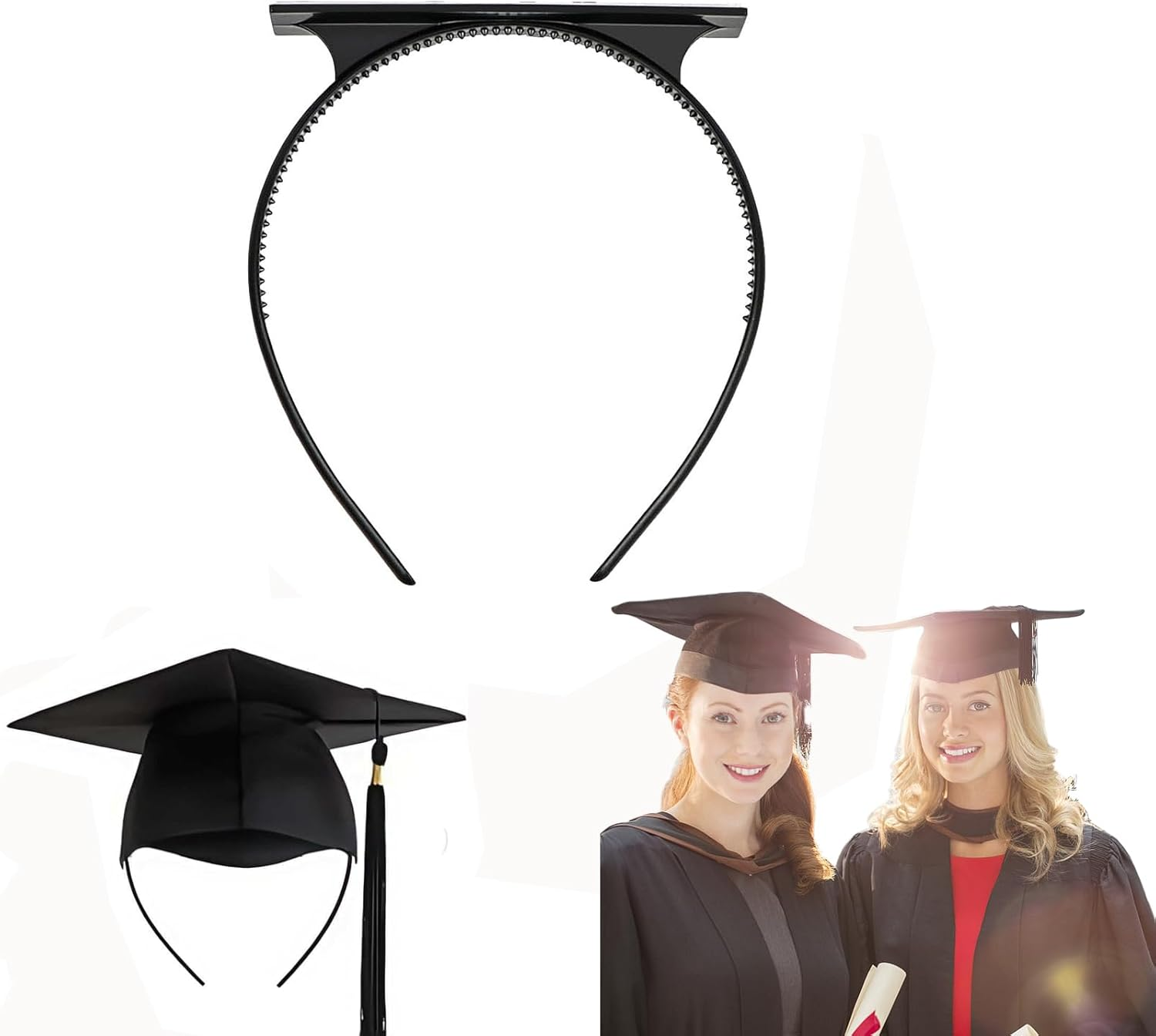 Rectangle Graduation Cap Headband Comfortable Wear Ensuring Holder Upgrade Grad Cap Headband Insert Firm Anti-Fall Hairband for Graduation Hairstyle Hat Accessories Hairband for Graduates Present image number 5