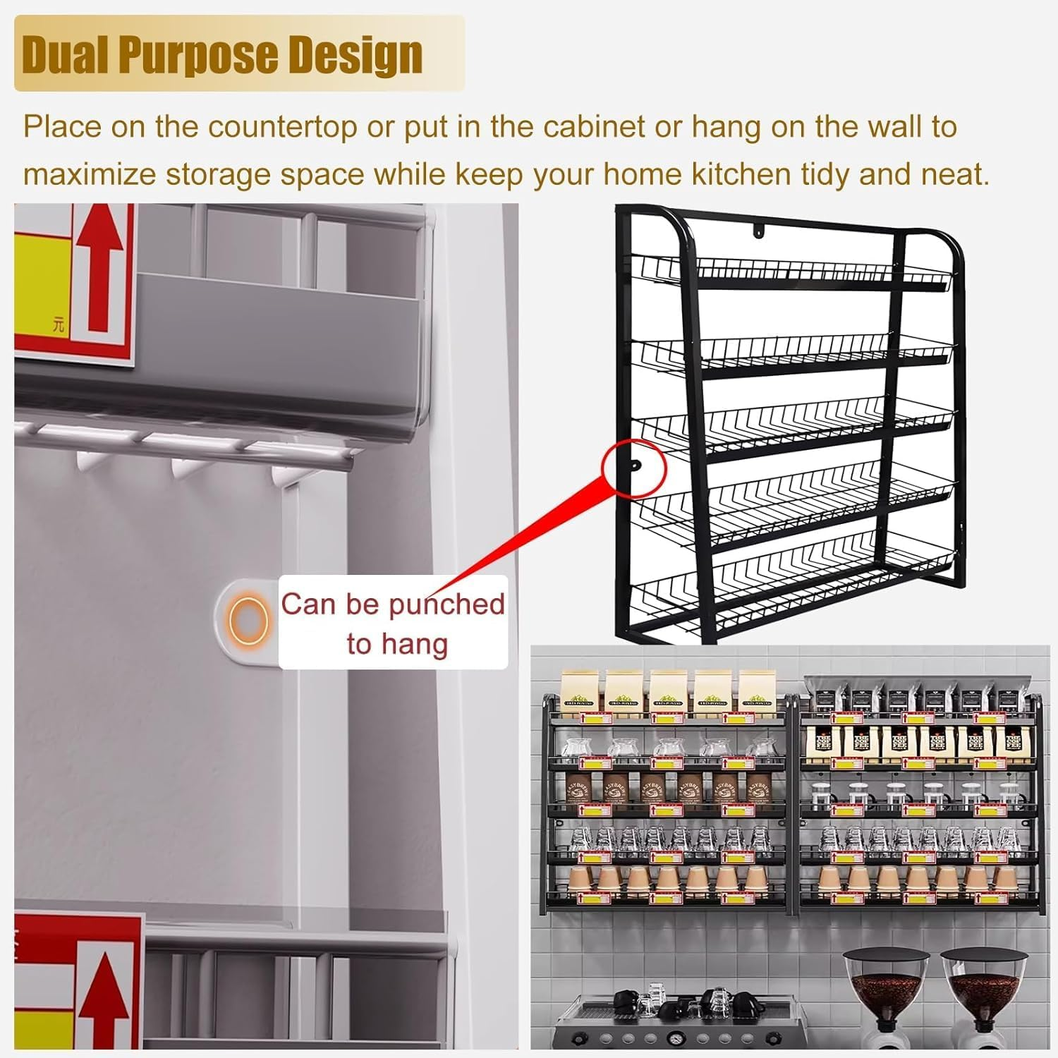 Snack Storage Rack Storage Baskets， Supermarket Shelf Label Holder Standing(Black,W60Cm(24In)) image number 4