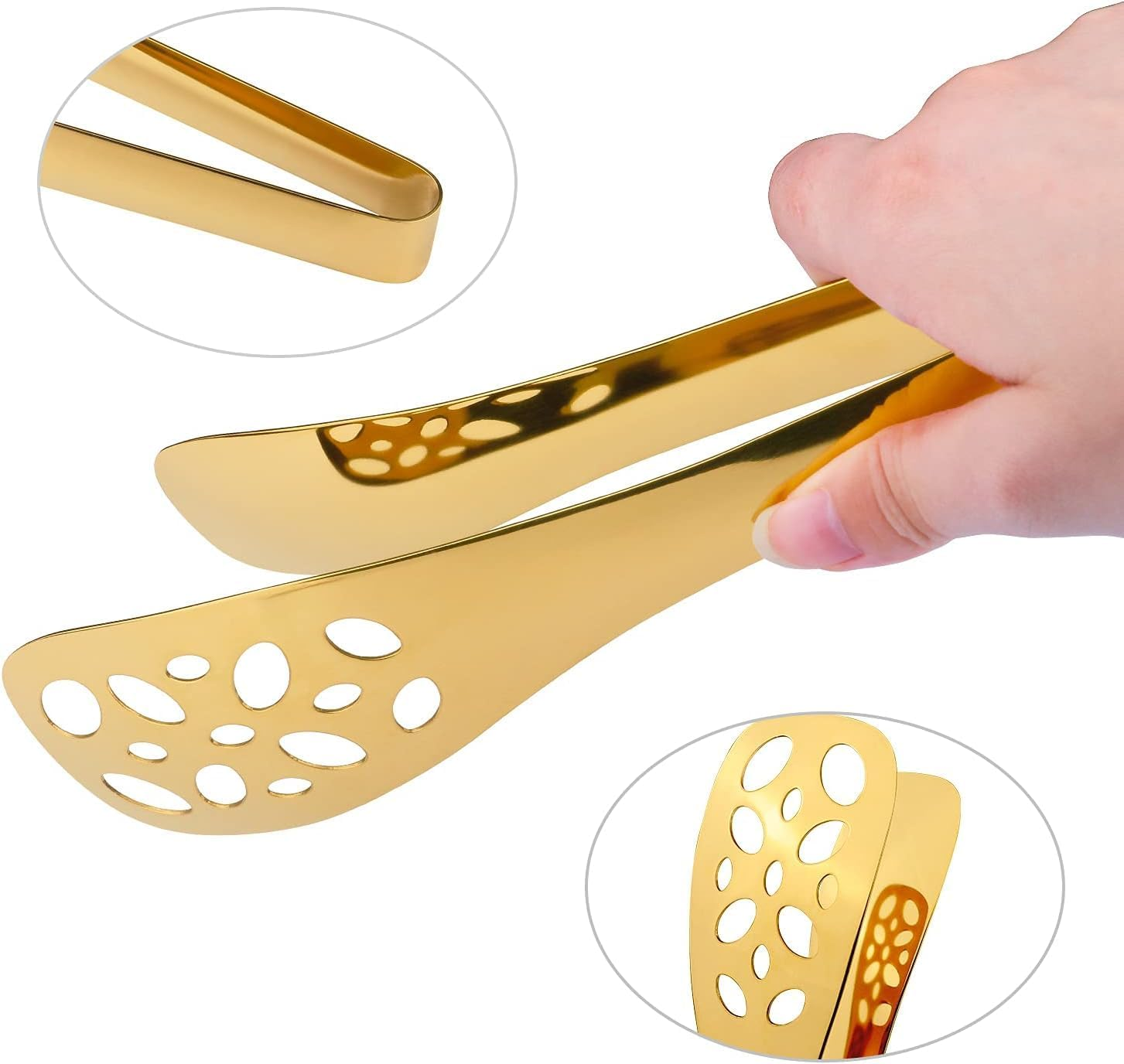 2 Pack Kitchen Tongs for Cooking 10 Inch Stainless Steel Salad Tongs BBQ Grill Tongs Heavy Duty Metal Tongs Heat Resistant Gold Serving Utensils (Gold, 10 Inch) image number 5