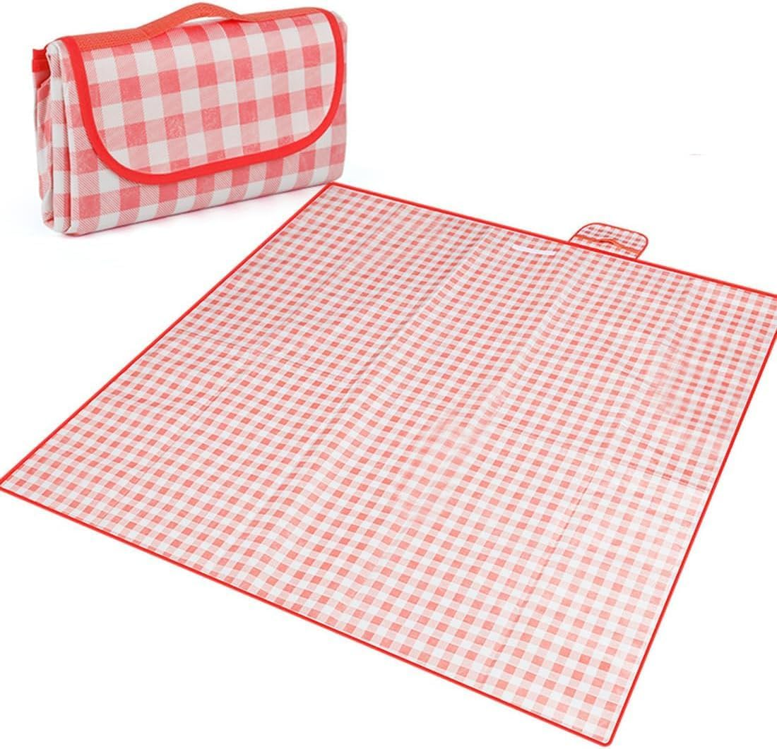 Picnic Blanket Waterproof Foldable in Large 80X60In and Extra Large 80X80In Cute Gingham Portable Compact Beach Blanket Oversized XL Outdoor Mat (Yellow, Extra Large)