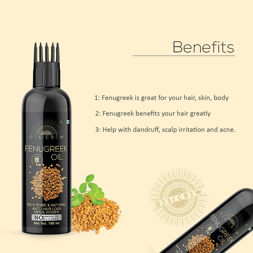 Desicrew Cold-Pressed Amla & Fenugreek Hair Oil in Combo - Moisturizing & Healing, for Skin, Hair Care, Eyelashes (100 Ml + 100 Ml) with Applicator image number 4
