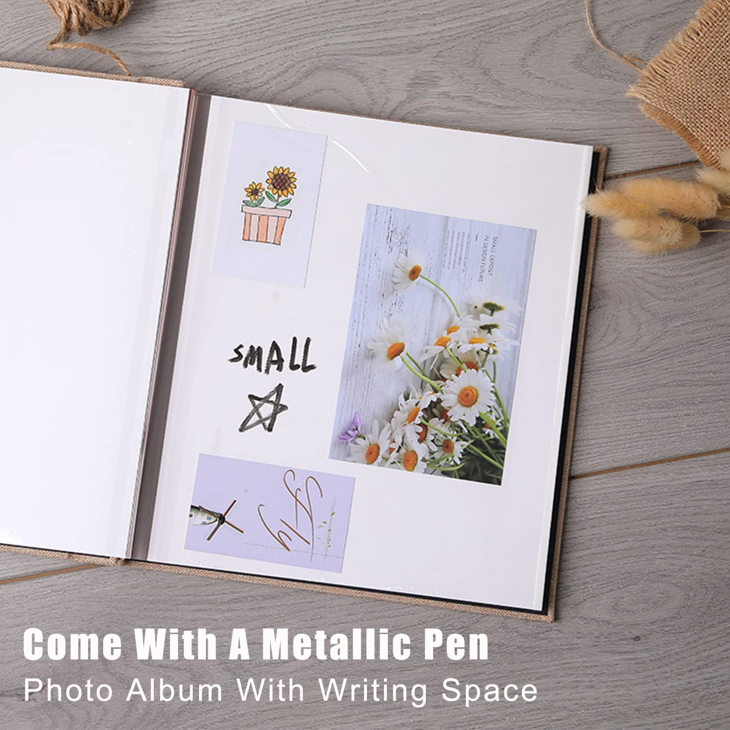 60 Pages Large Photo Album Self Adhesive 4&times;6 5&times;7 8&times;10 Inch Pictures DIY Scrapbook Magnetic Album for Family Wedding with Metal Pen, Blue&hellip; image number 4