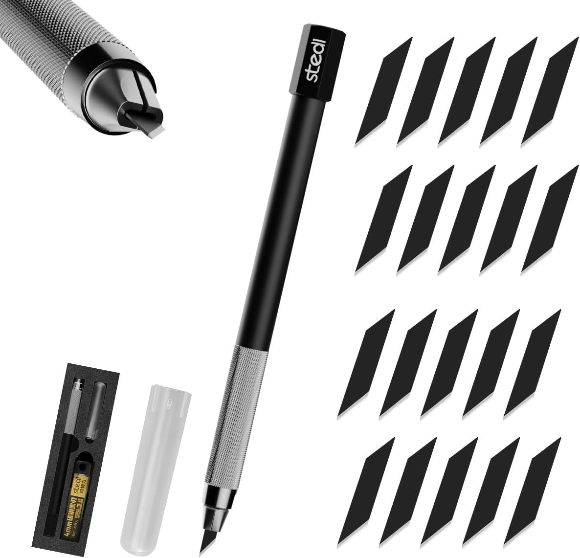 Stedi Craft Hobby Knife Kit, Model Hobby Making Tools, All Metal Precision Craft Knife with 20PCS Blades for Gundam, Scale Military Model, 3D Resin Parts image number 3