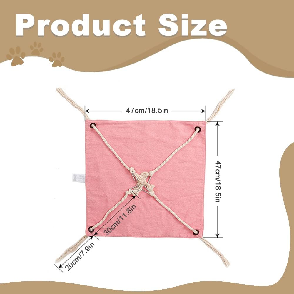 Breathable Pet Cage Hammock - Cat Hanging Bed with Metal Carabiners and Tassels, Suitable for Kittens, Rabbits, Small Dogs (Khaki) image number 1