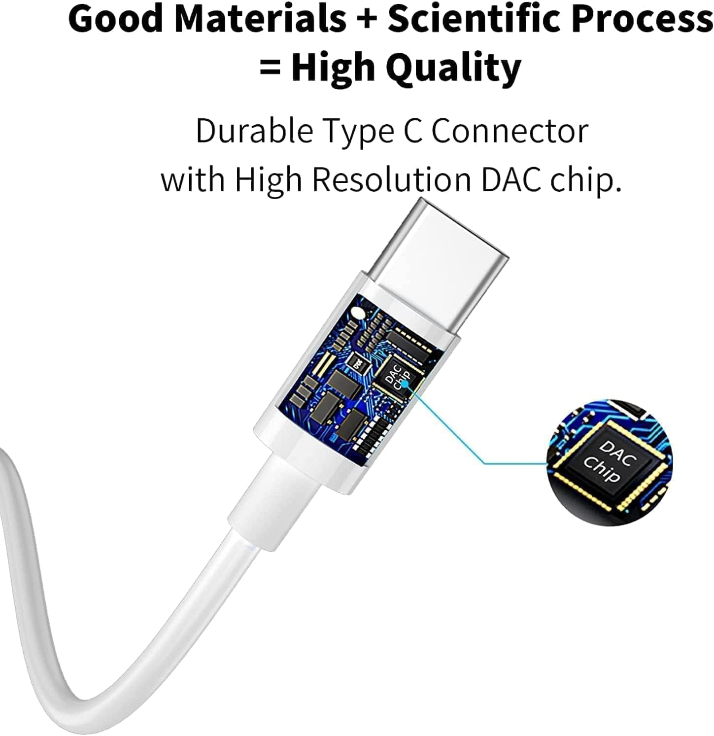 DN-TECHNOLOGY EAR-001-A16 USB C Headphones for Samsung Galaxy A16, White, In-Ear, Wired, Volume Control, Mic, Active Noise Cancellation image number 3