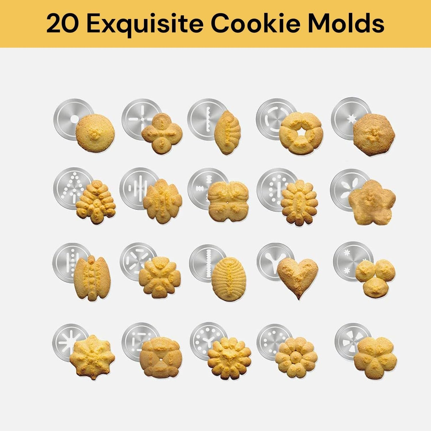 Cookie Press for Baking Aluminum Biscuit Press Cookie Gun Set with 20 Discs and 4 Icing Tips for DIY Biscuit Maker Cupcake Cake Decoration Dough Churro Maker - Cookies Machine Maker image number 2