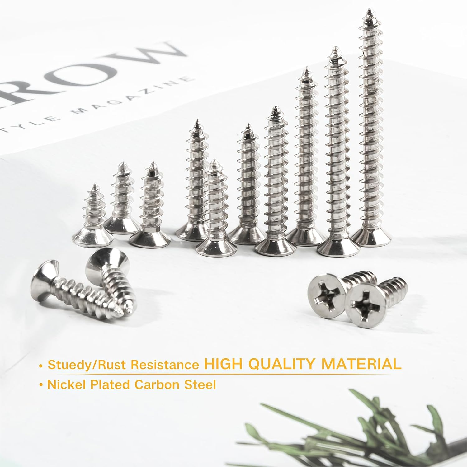 M4 Silver Wood Screws Countersunk Head Self-Tapping Screws 285Pcs Metric M4X8/10/12/14/16/18/20/25/30/35/40Mm Wood Fasteners Carbon Steel Screws Assortment Kit image number 3