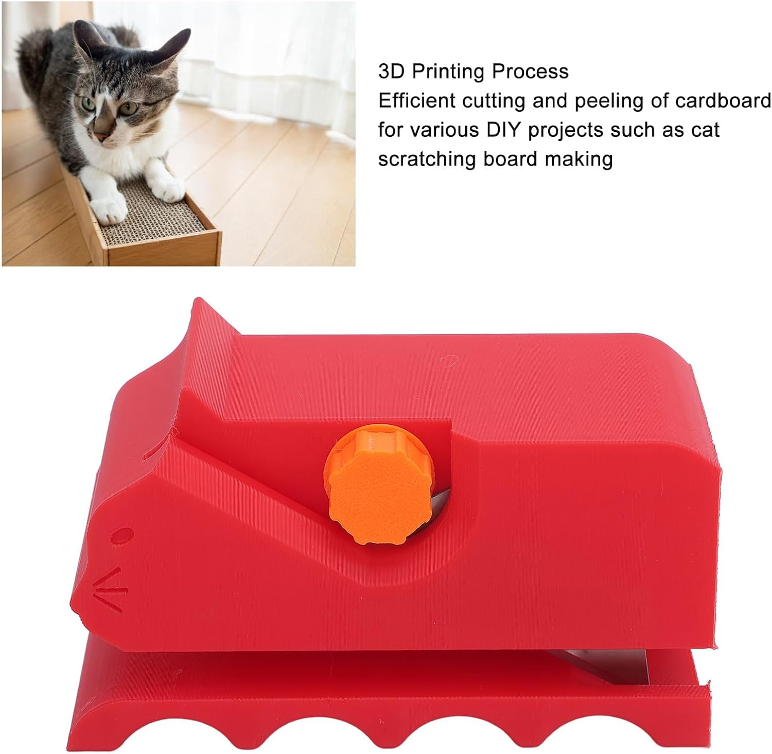 Diyeeni Cardboard Cutter for Cat Scratchers, 3D Printing Cardboard Cutter, Kitten Handheld Cardboard Cutting Tool, Cutting Machines, Cardboard Strips, Tool for Cat Lovers (Red) image number 6