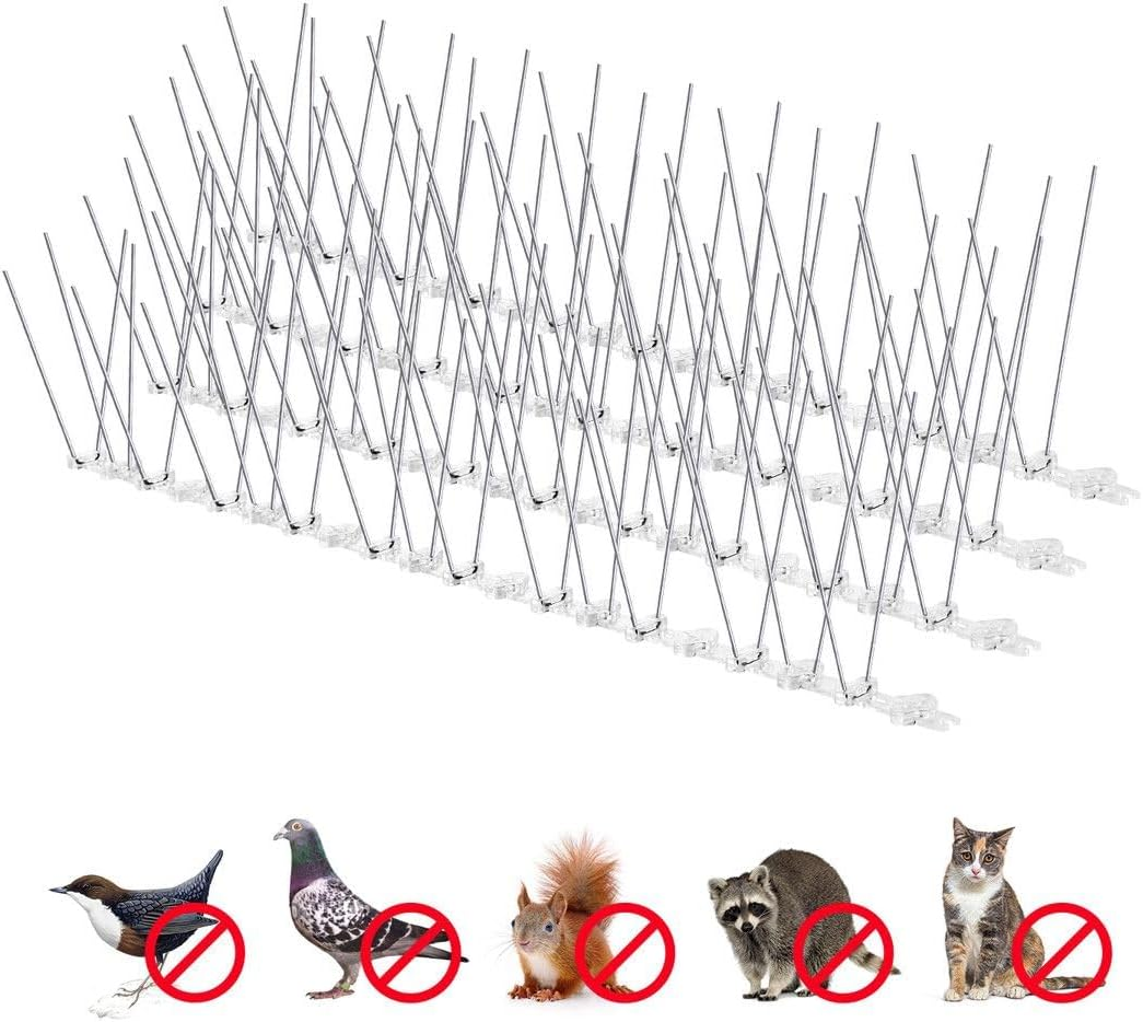 OGL 40Pcs anti Bird Spike Kit Deterrent Repellent Pigeon Pest Control Fence Humane Steel Prevention Arrows PC Bases image number 2