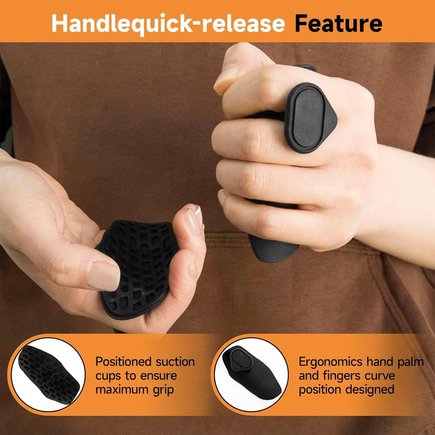 ZVCXOE Fitness Grip Hand Protection Rubber Non-Slip and Sweat-Proof Holder Palm Handgrip Fingerless Grip Pull-Up Grip Suitable for Fitness Exercise Weightlifting Dumbbells Sports Bodybuilding Black image number 6