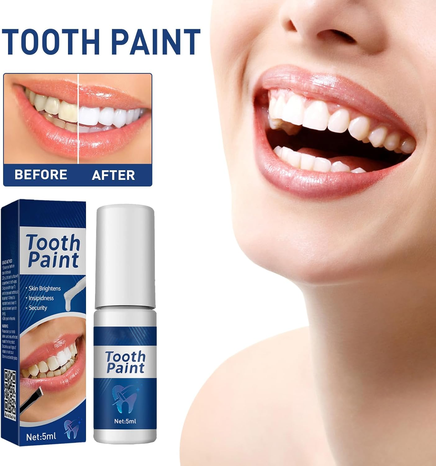 Instant Teeth Whitening Paint, Tooth Cleaning Coating Is Gentle and Non Irritating Reducing, Stain Removal, Instant Whitening Dental Lacquer, Effective Teeth Whitening Essencing Gel Pens (2Pcs)