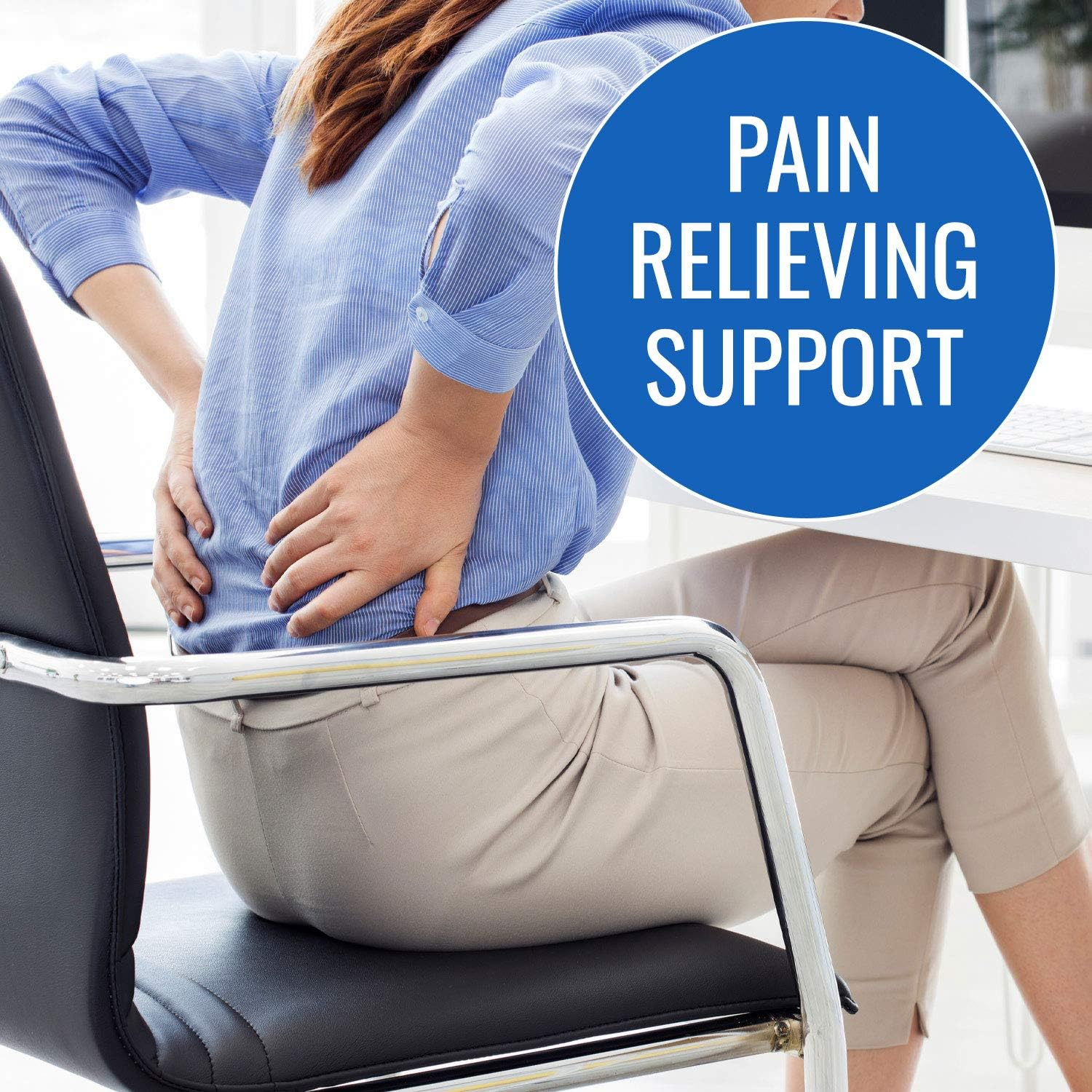 DMI Lumbar Roll Back Support Cushion Pillow, Half-Moon Size, Navy image number 5