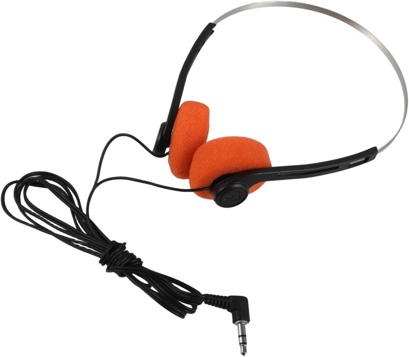 Lightweight Ear Headphones with Adjustable Headband and Cushioned Ear Pads for Comfortable Classroom and Library Use Clear Audio for Students Portable Retro Design in Orange image number 3