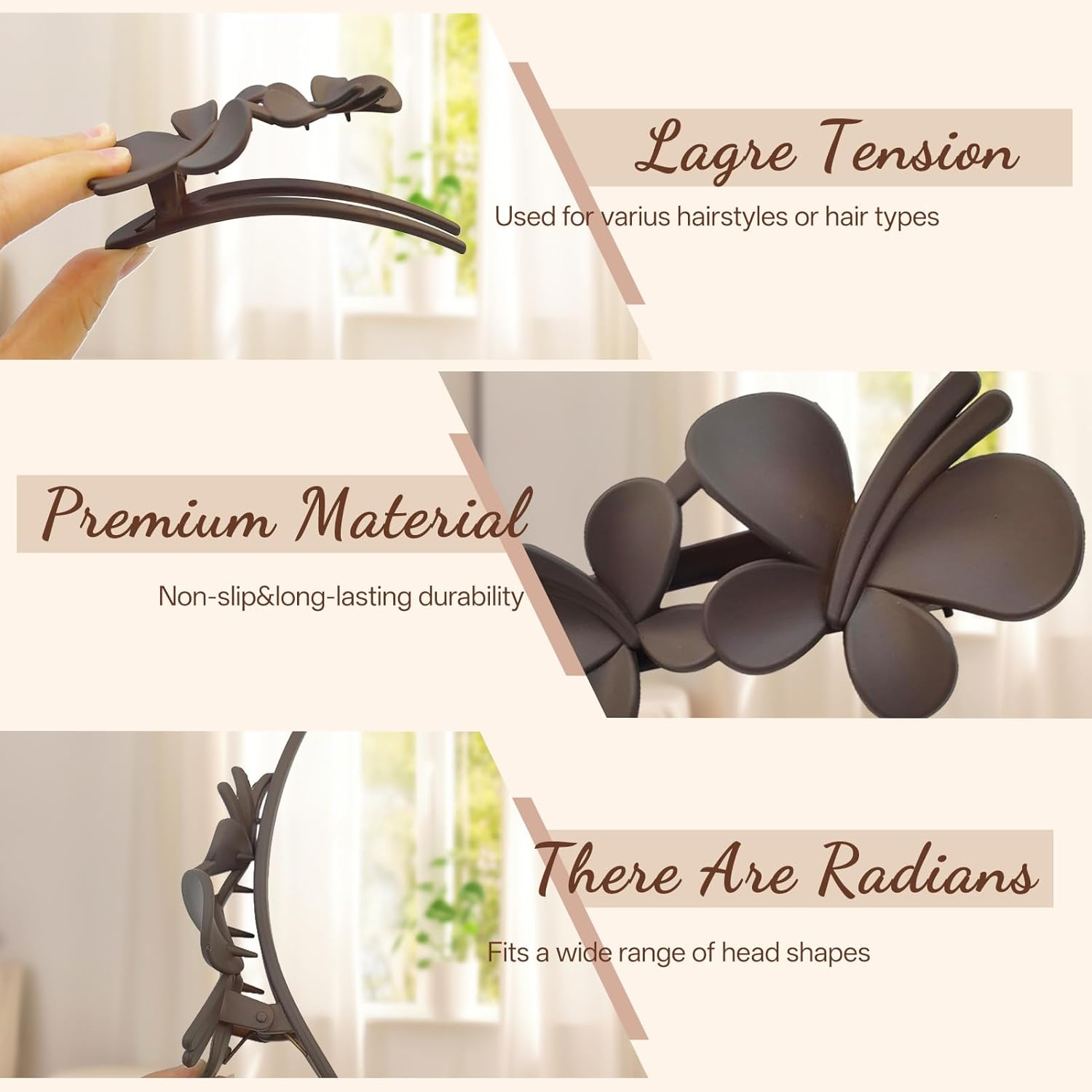 Pack of 3 Women'S Hair Clips, French Hair Clips, Butterfly Hair Clip, French Hair Clip, for Thick & Thin Hair, Everyday, Sports or Relaxation - D image number 7