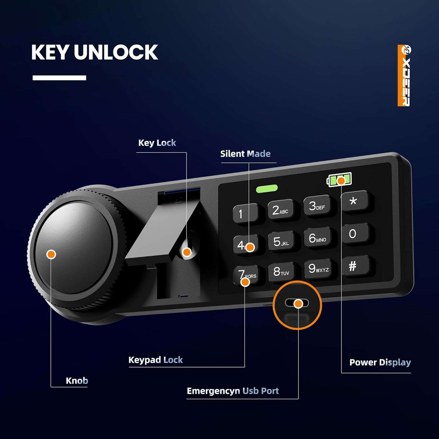 Xdeer CS50E Lock Home Safe Box - (2.04 Cubic Feet) with Electronic Digital Keypad, Steel Construction for Money, Guns, Document Safe, and Personal Items - Secure Storage at Home or Office image number 5