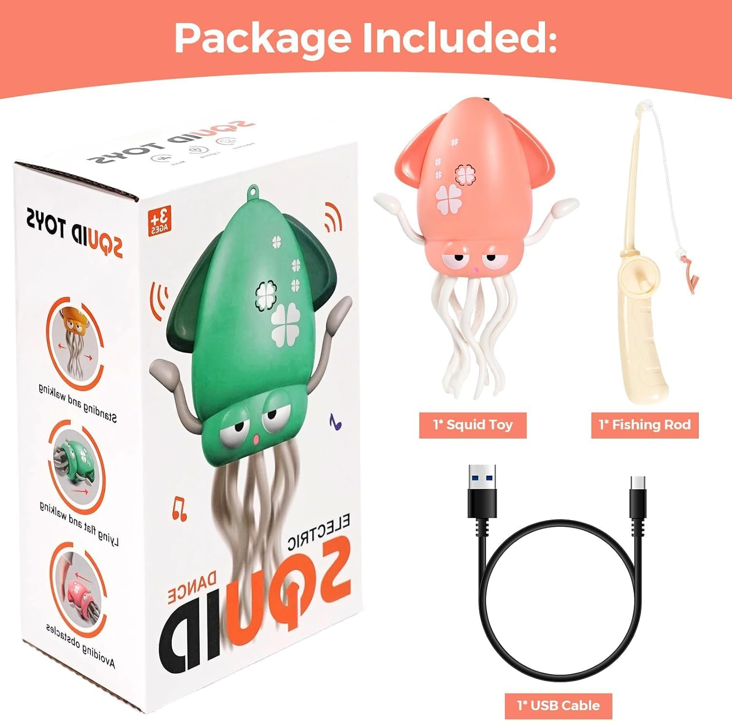 Electric Dancing Octopus Toy, 2025 New Crawling Dancing Automatic Obstacle Avoidance Octopus Sensor Toy，Crawling Tummy Time Toys for Kids，With Lights & Music (Yellow) image number 2