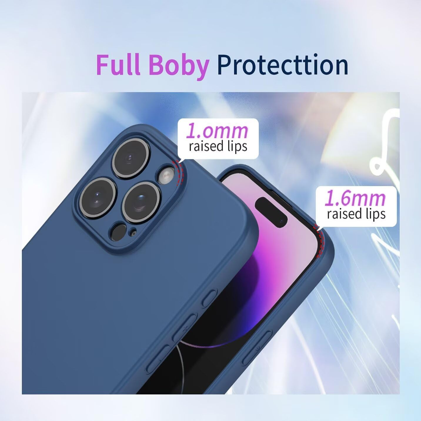 BORYA Silicone Case for Oppo Reno14 Pro 5G (Reno 14 Pro), Ultra Thin Silky Soft Touch Shockproof Mobile Phone Case, Premium TPU Protective Case, Scratch-Resistant Microfibre Lining Case Cover, Blue image number 2