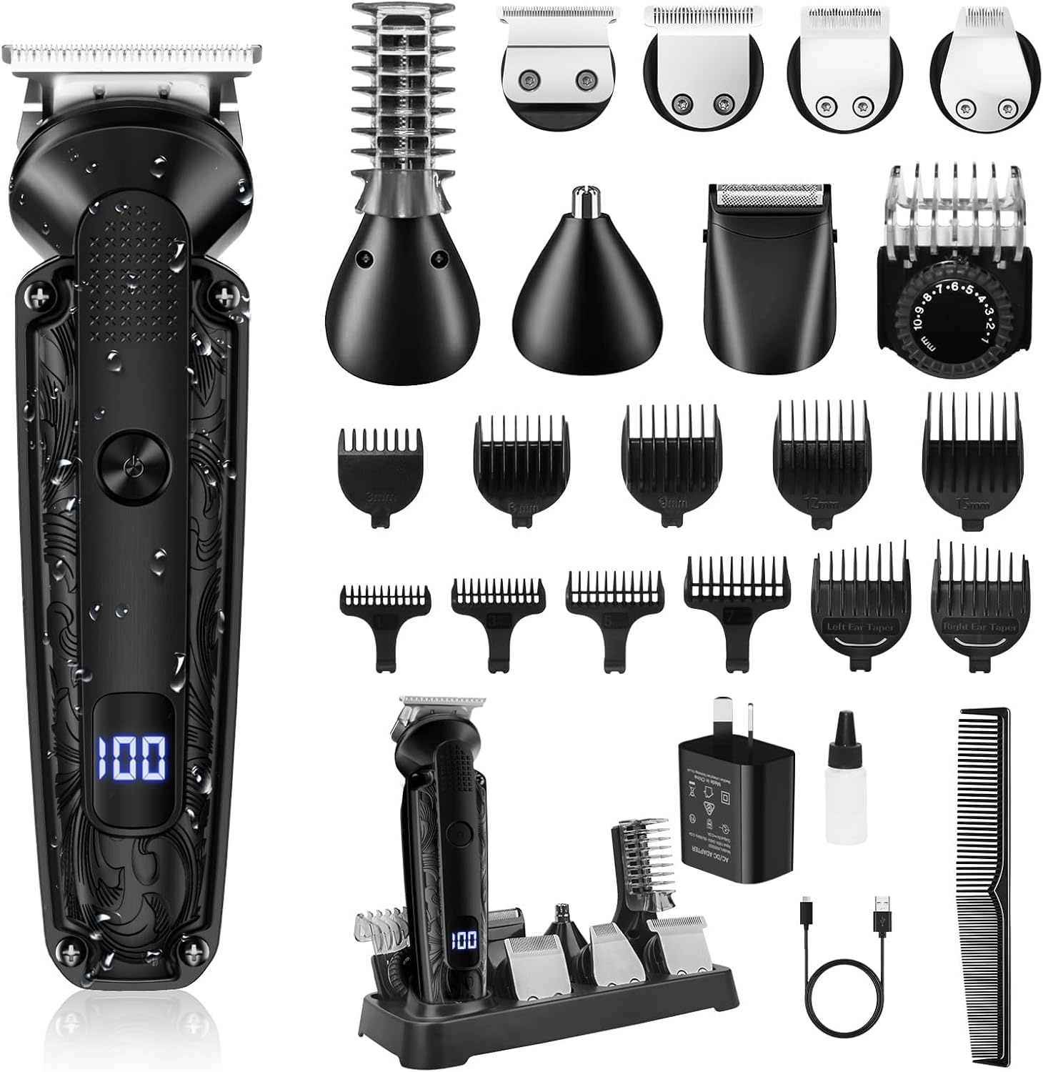 Beard Trimmer for Men, IPX7 Waterproof Electric Shaver Razor, Hair Trimmer for Nose, Body, Face and Mustache, Cordless Hair Clipper Grooming Kit, Gifts for Men image number 6