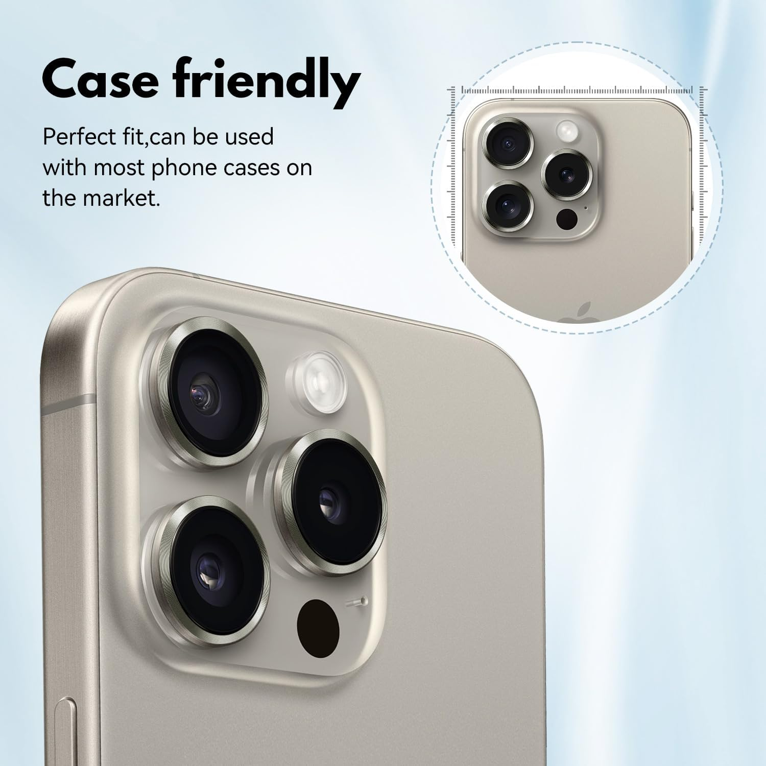 [4 Pieces] T Tersely Camera Lens Protector for Iphone 16 Pro/Iphone 16 Pro Max 2024, 9H Transparent Camera Tempered Glass Protective Cover - Desert Titanium - Glitter Black image number 4