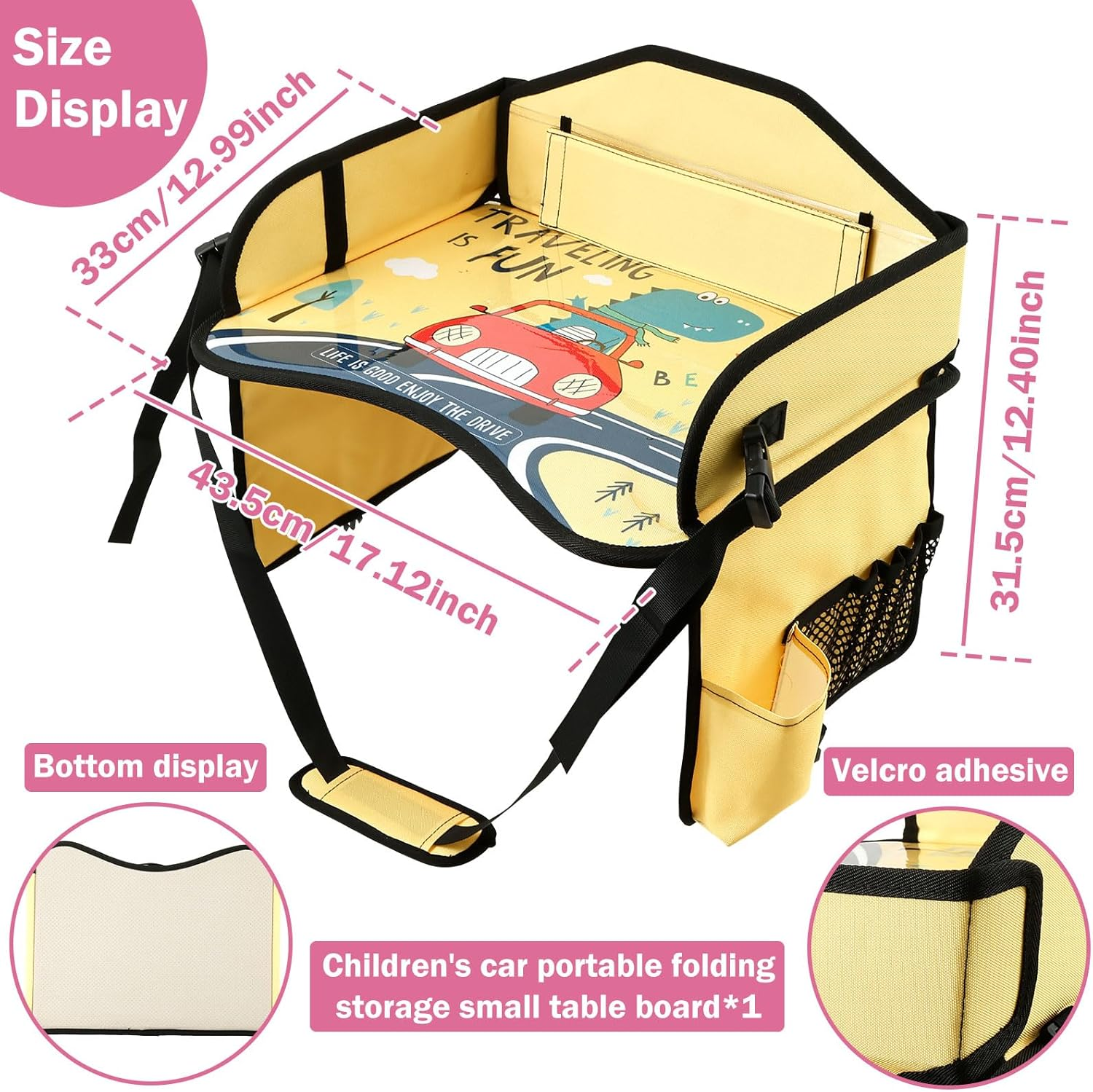 Car Seat Tray, Portable Kid Travel Table, Multifunctional Car Seat Tray Table for Drawing, Watching TV, Storage Toys, Pen, Books, Water Bottle, Snack (Style1) image number 5