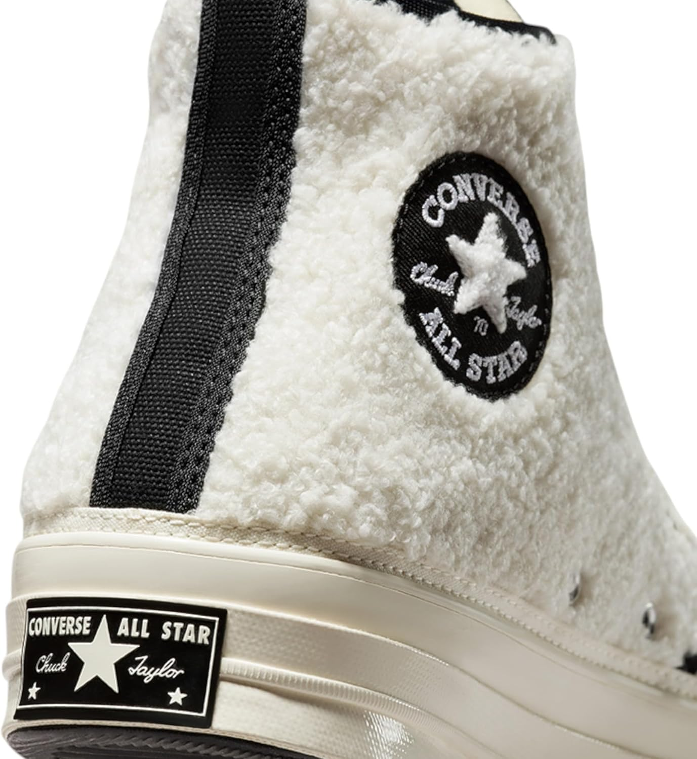 Converse Unisex Chuck 70 Cozy Utility Sherpa High Top Shoe Egret/Black/Egret 11 image number 3