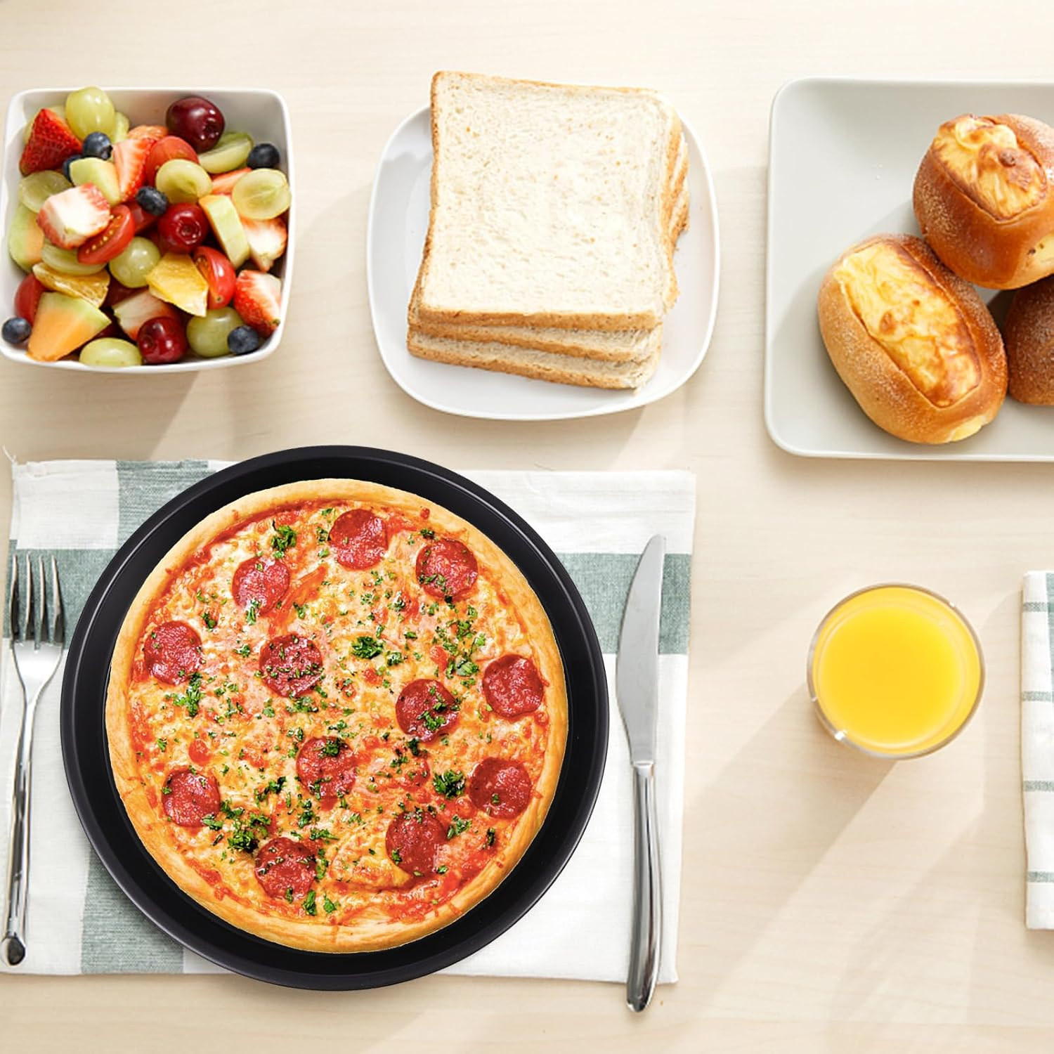 DEARMAMY Air Fryer Accessories 2Pcs Set 6-Inch Pizza Tray Cake Basket Compatible 3.5-5.8Qt Air Fryers Non-Stick Bakeware for Kitchen Baking