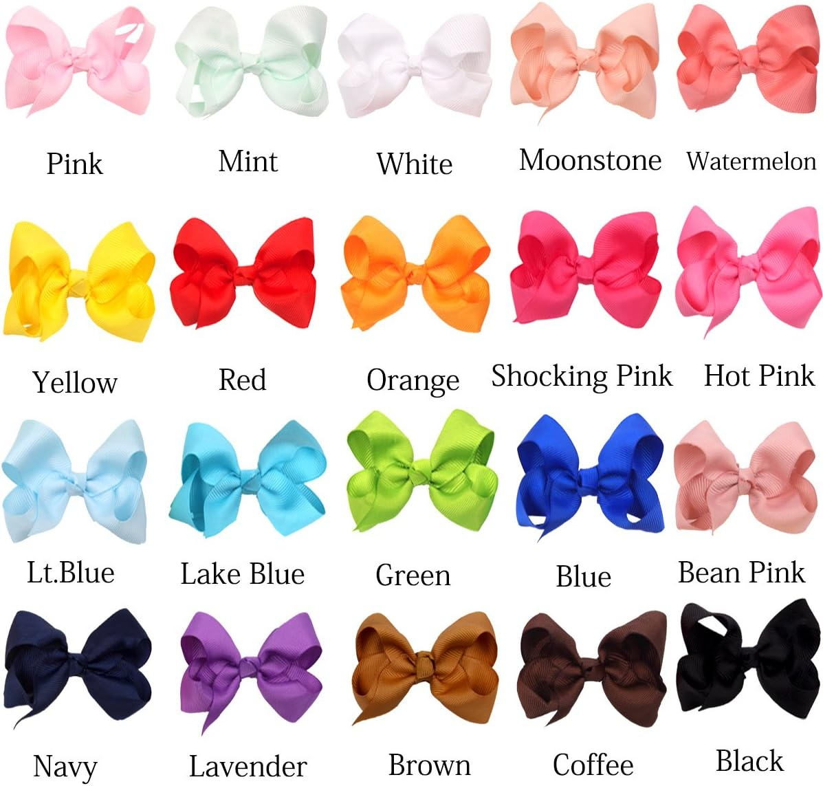 40Piecse Boutique Grosgrain Ribbon Pinwheel 3" Hair Bows Alligator Clips for Babies Toddlers Teens Gifts in Pairs image number 3