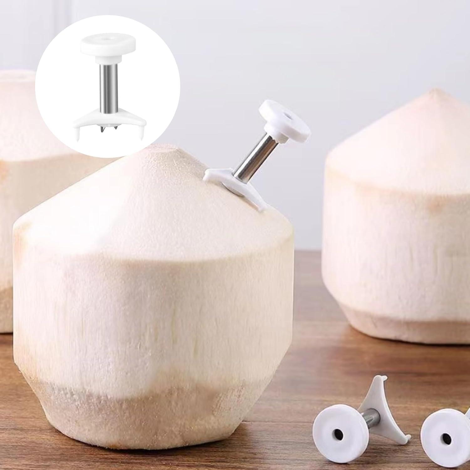 Duoduole 4 Pcs Coconut Opener Tool Stainless Steel Coconut Hole Punchers Coconut Tool Easy to Open Coconut Hole Punchers image number 1