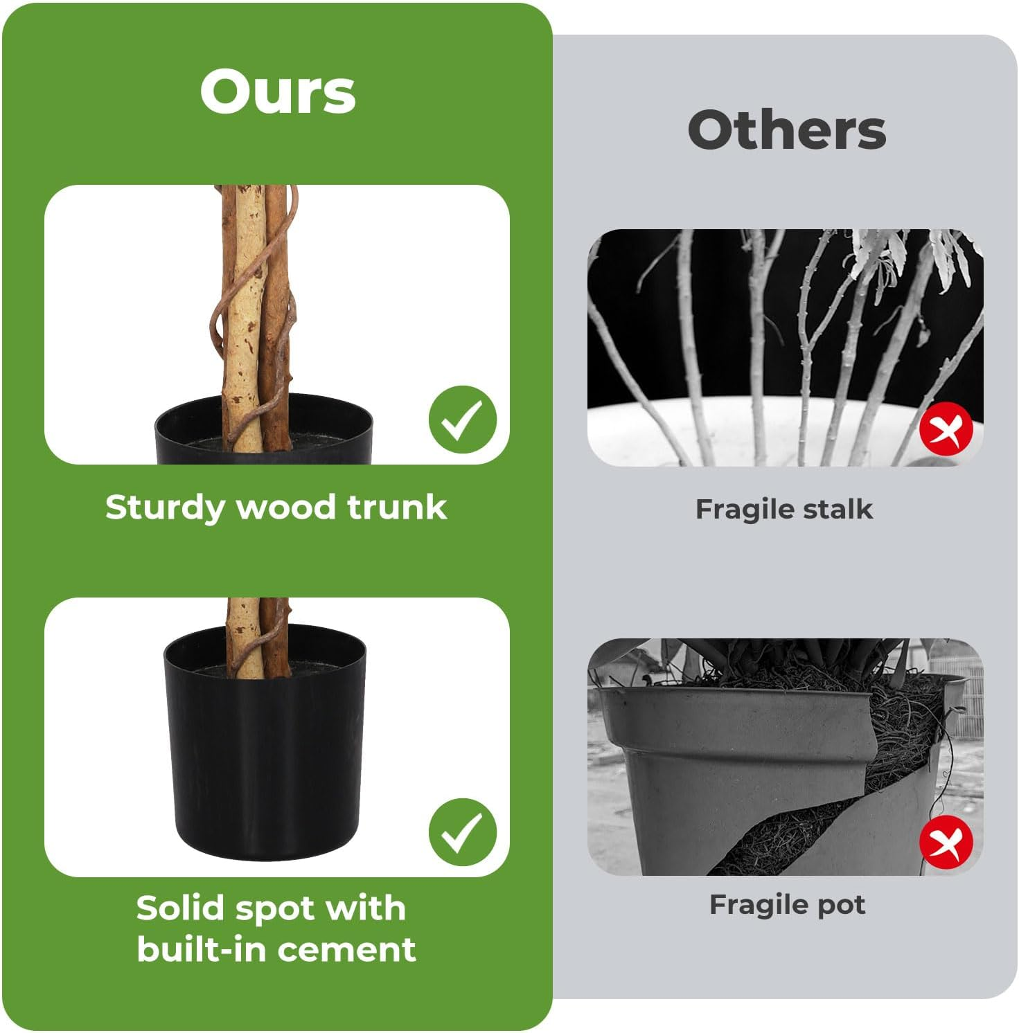 Lambu 90CM Artificial Ficus Trees with Realistic Leaves, Artificial Tree Fake Tree Faux Trees Fake Plants Faux Ficus Tree with Sturdy Plastic Nursery Pot, Fake Ficus Tree for Office Home Farmhouse image number 3