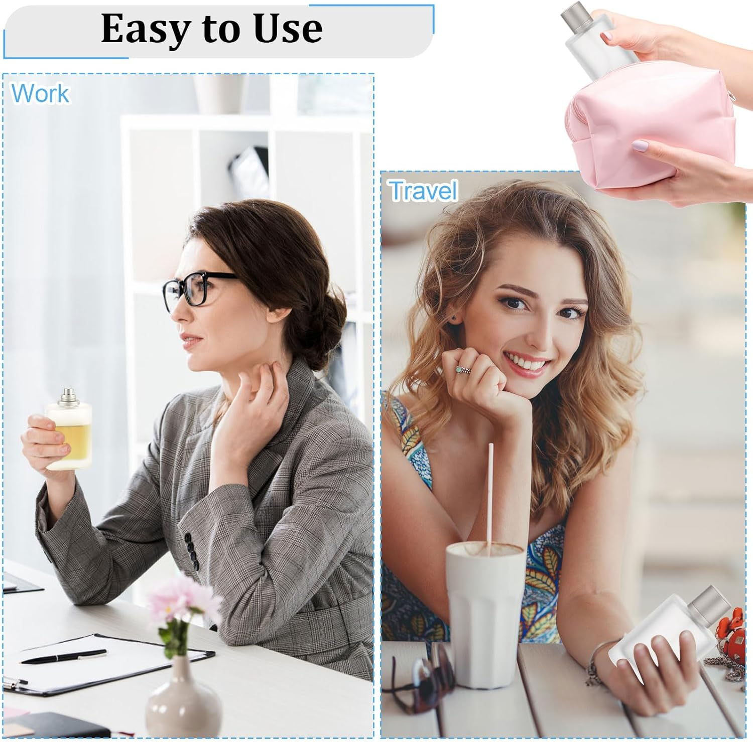 Pack of 2 Empty Perfume Bottles, 100 Ml, Perfume Bottle for Filling, Matte Perfume Atomiser, Spray Bottle, Perfume Refillable with Dropper, Funnels, Perfume Glass Bottles for Travel Party (Grey)