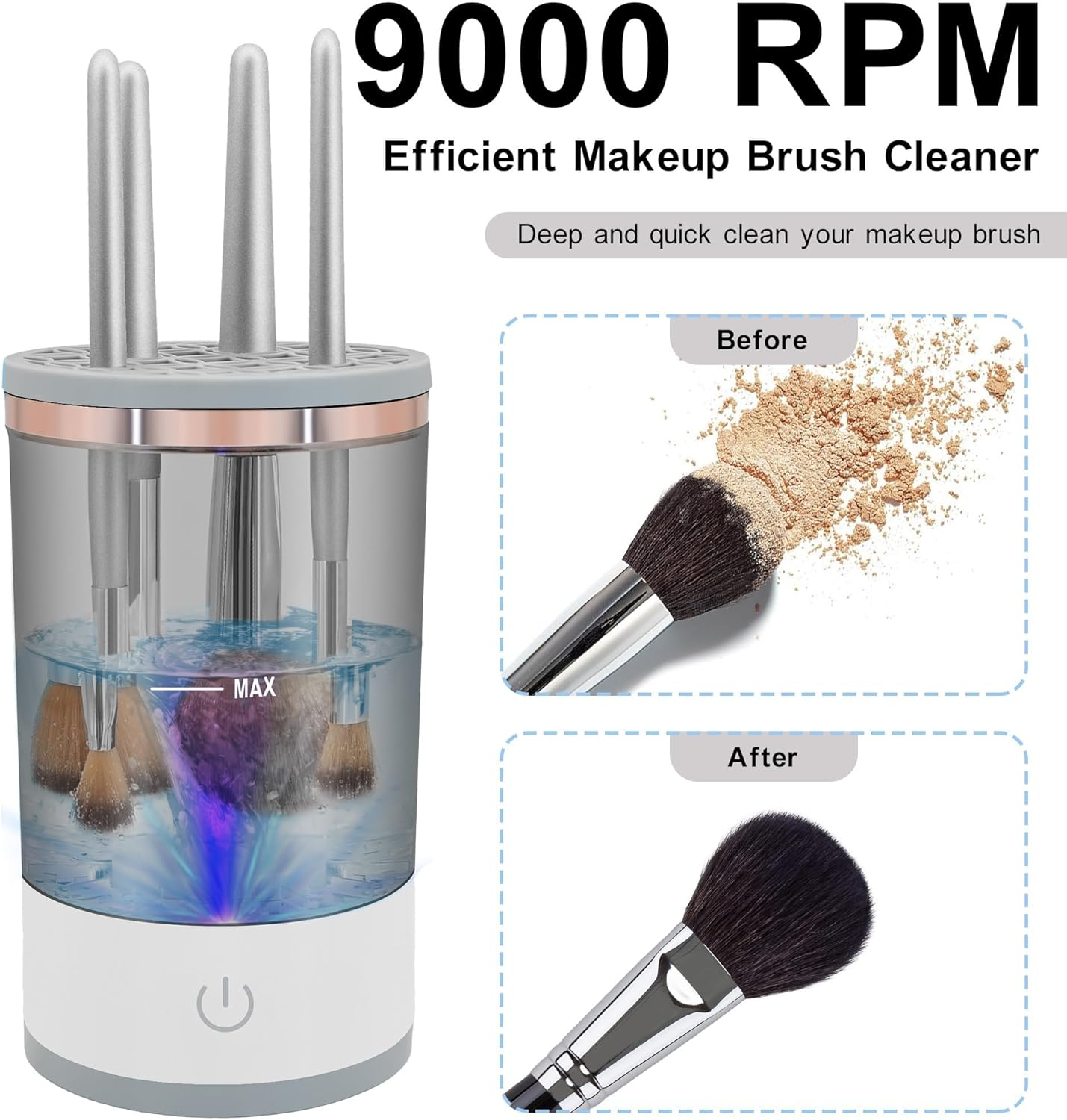YBVABE Electric Makeup Brush Cleaner and Dryer &ndash; Rechargeable Automatic Brush Cleaning Machine for Deep Cleaning and Fast Drying All Types of Makeup Brush Types image number 1