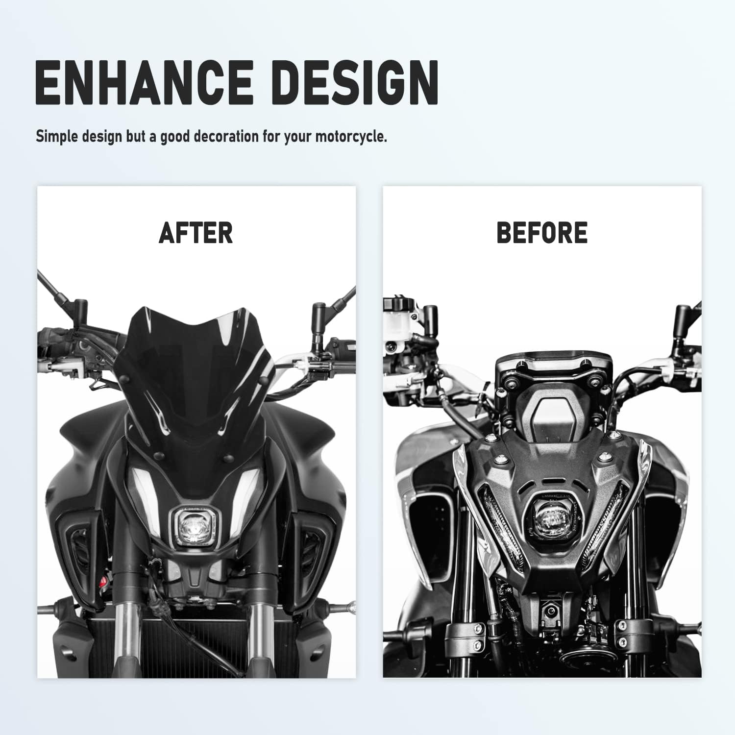 Motorcycle Touring Windshield Windscreen Fairing Wind Deflector MT07 FZ07 Screen Shield Visor Protector W/Bracket Compatible with Ya-Maha MT FZ 07 MT-07 FZ-07 2021-2024(Light Smoke) - Light Smoke image number 1