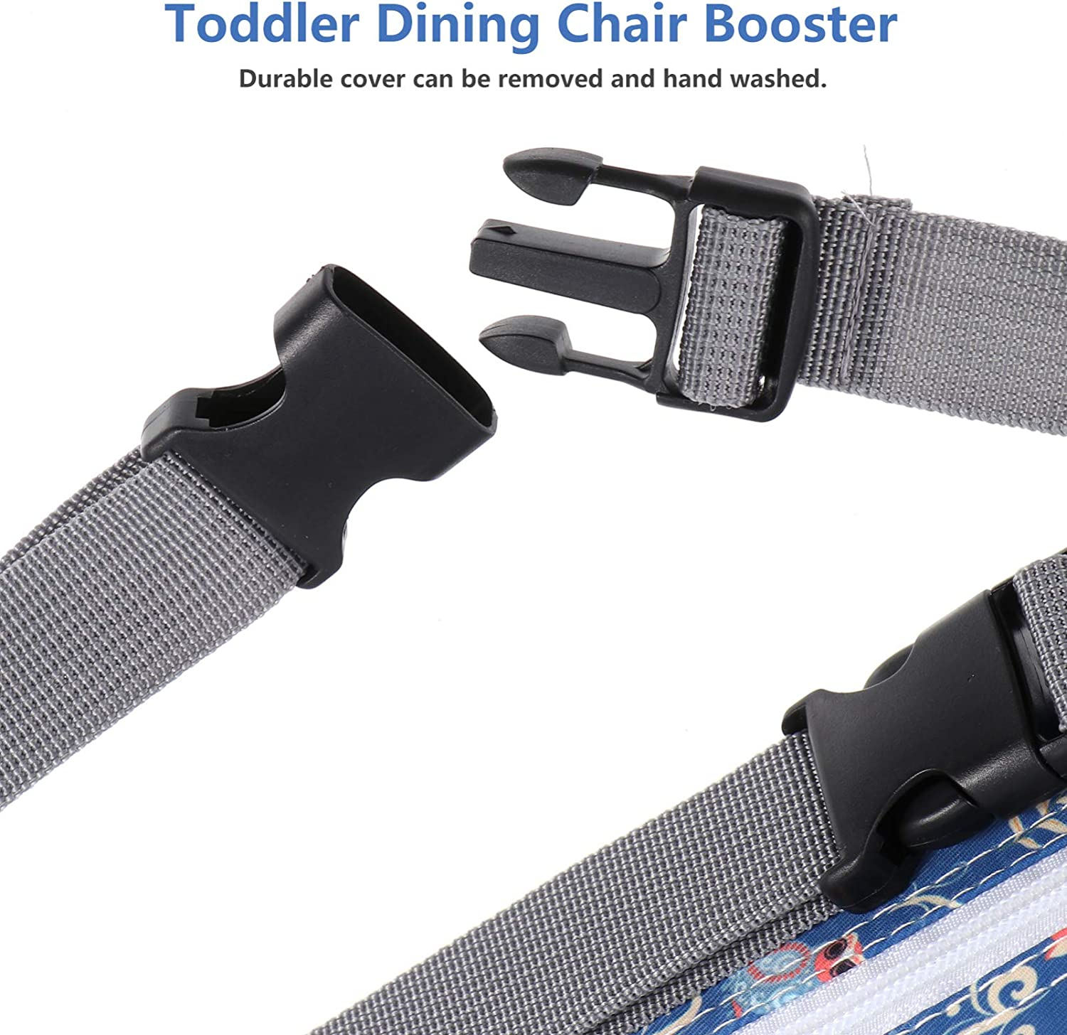 TOYANDONA Blue Toddler Booster Seat for Dining Table Children Double Straps Washable Portable Booster Seat Dining Table Increasing Cushion for Baby Kids image number 2