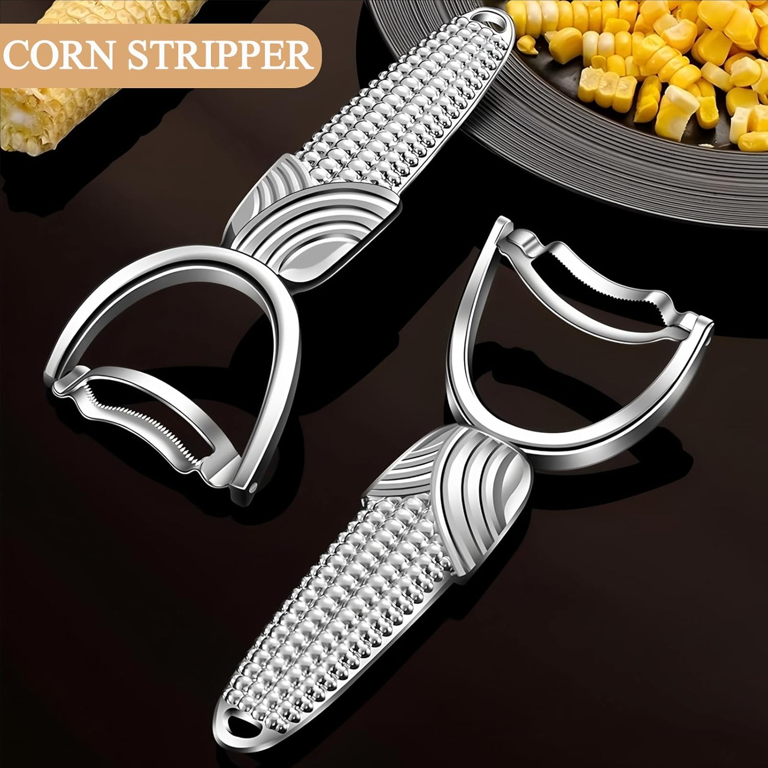 ANMIOU Corn Peeler for Corn on the Cob, Stainless Steel Corn Cob Stripper Tool, Corn Kernel Remover Kitchen Gadget for Fresh Sweet or Cooked Corn image number 1
