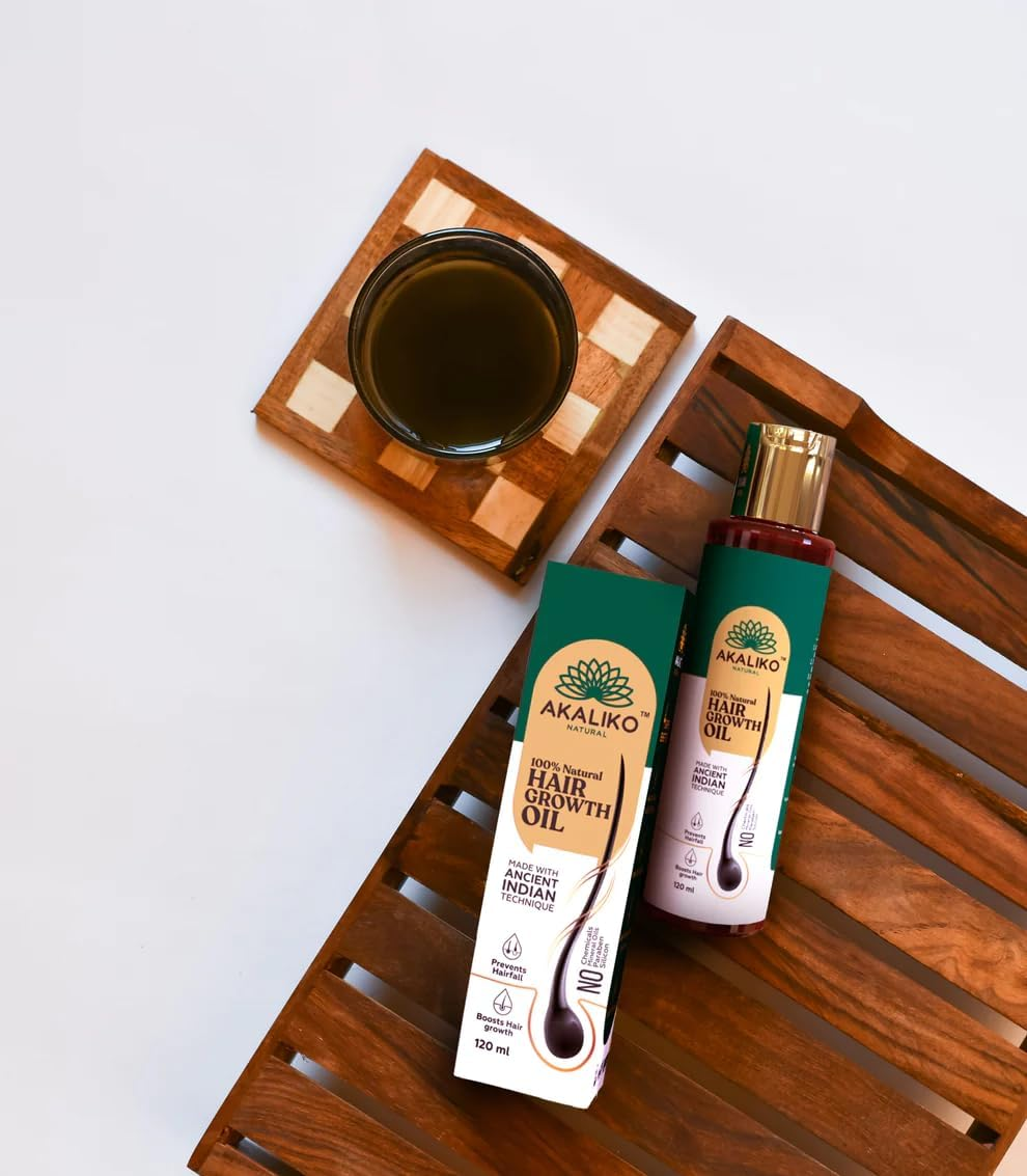 AKALIKO NATURAL Hair Growth Oil for Hair Fall Control & Growth | Repairs Damage & Hair Thinning | 5 Natural Ingredients - Black Cumins, Avla, Coconut, Almonds, Curry Leaves for Men & Women - (120Ml) image number 6