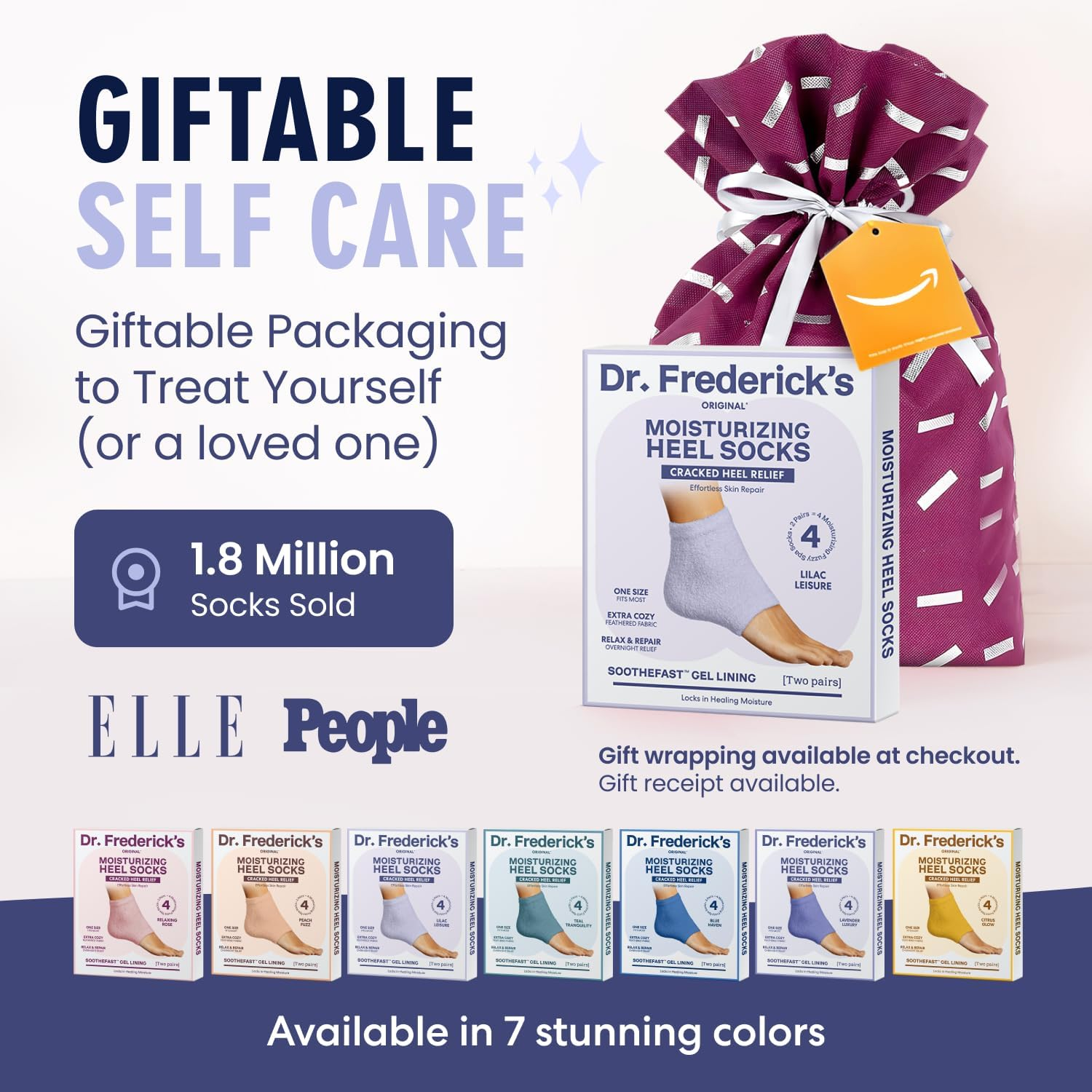 Dr. Frederick'S Original Moisturizing Fuzzy Heel Socks - 2 Pairs - Cozy Gel-Lined Sleep Socks for Women & Men - Soothes Dry, Cracked Feet - Heel Repair - Lilac Leisure - Blue Haven image number 5