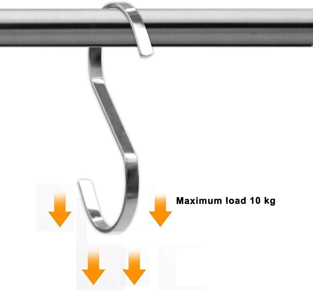 Sumdirect 10Pcs 3.9 Inches Flat S Shape Chrome Finish Heavy-Duty Stainless Steel Hanging Hooks for Scarf, Apparel, Kitchenware, Utensils, Plants, Towels, Gardening Tools, Clothes (Black) (Silver) - Rose Gold image number 7