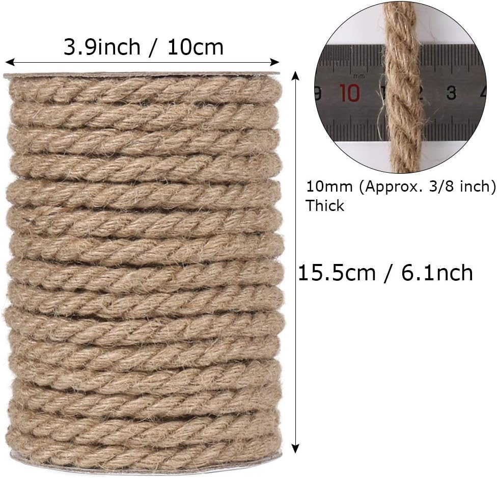 Tenn Well 50 Feet 10MM Natural Jute Rope, Heavy Duty Jute Twine for Gardening, Bundling, Decorating, DIY Crafts image number 3