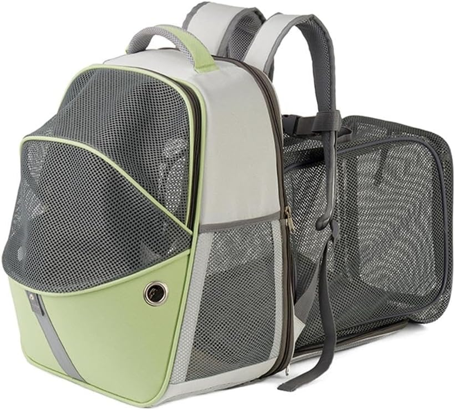 YUEHISY Expandable Breathable Pet Carrier Backpack for Cats Dogs Portable Foldable Pet Carrier for Traveling/Hiking/Camping Blue/Green/Gray Suitable for Small Dogs/Cats Oxford Cloth (Green)