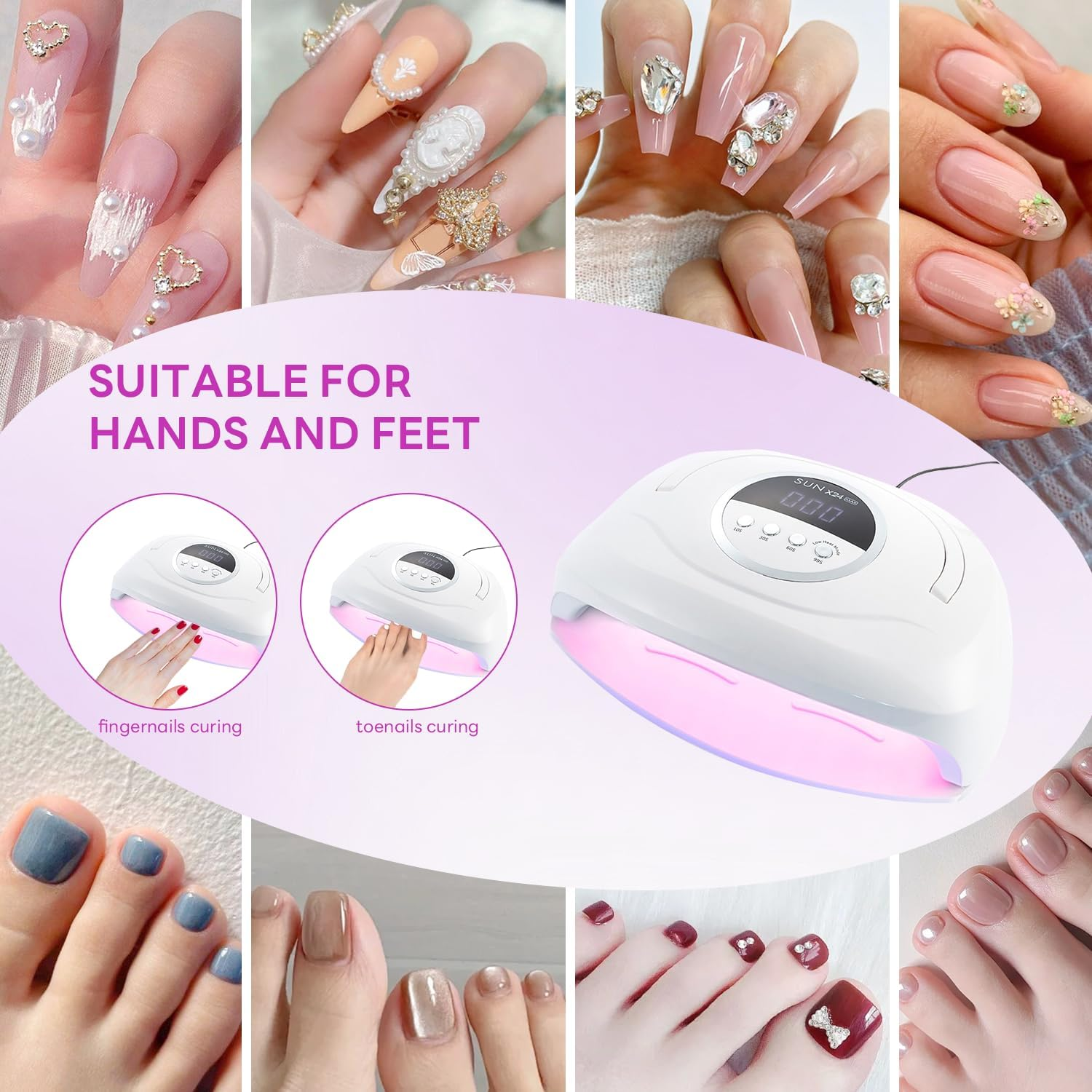 320W UV LED Nail Lamp, Professional UV Nail Dryer Light with 84Pcs LED Beads, Fast Gel Curing 4 Timer Setting Auto Sensor, Portable Handle Gel Polish for Salon and Home Nail Art Tools image number 3