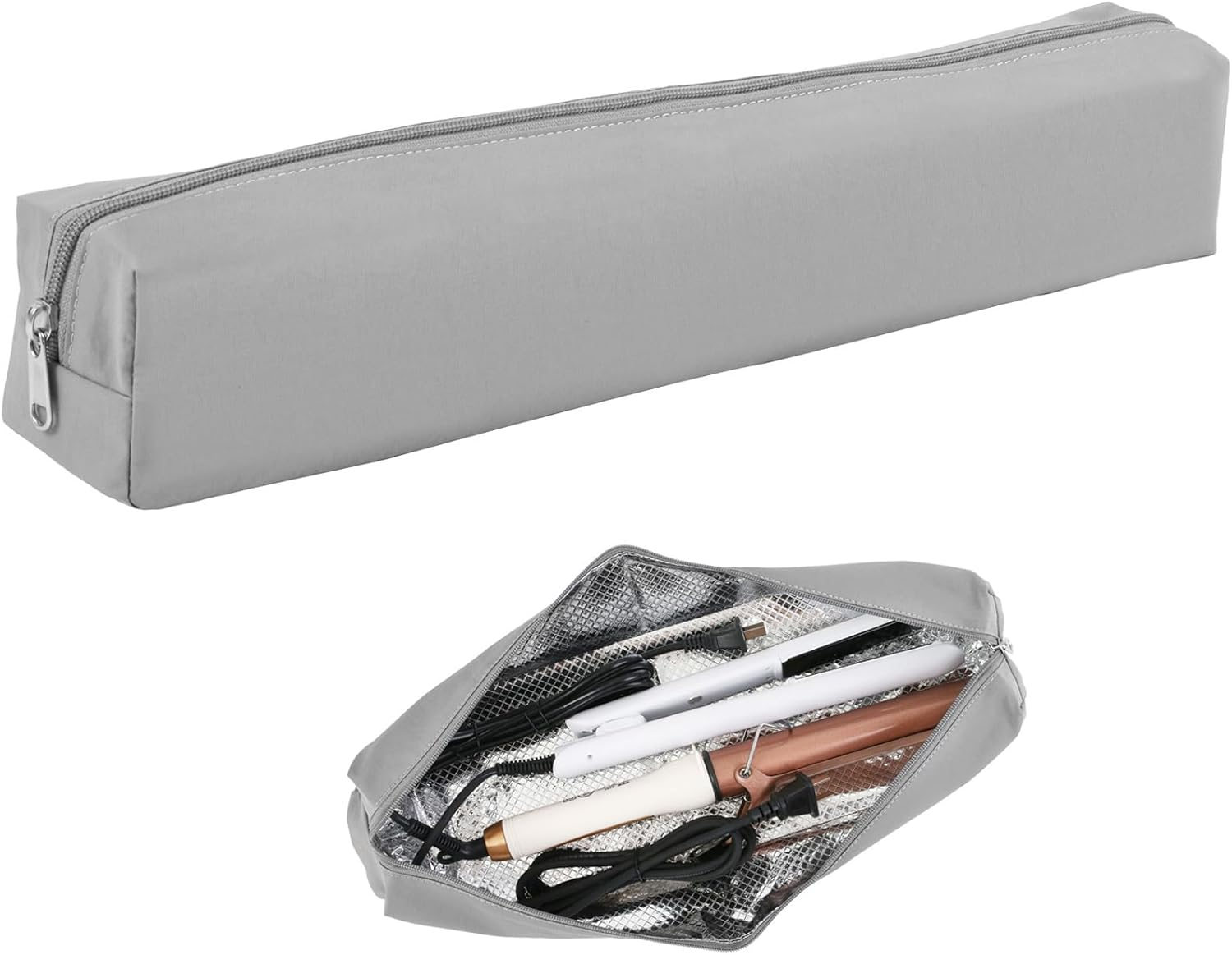 Suafrnut Professional Hot Hair Tools Organizer Bag Portable Travel Heat Resistant Storage Case Pouch for Curling Irons, Flat Irons, Hair Straightener and Styling Tools(17.7" X 3.2"X 3.2"), Pink