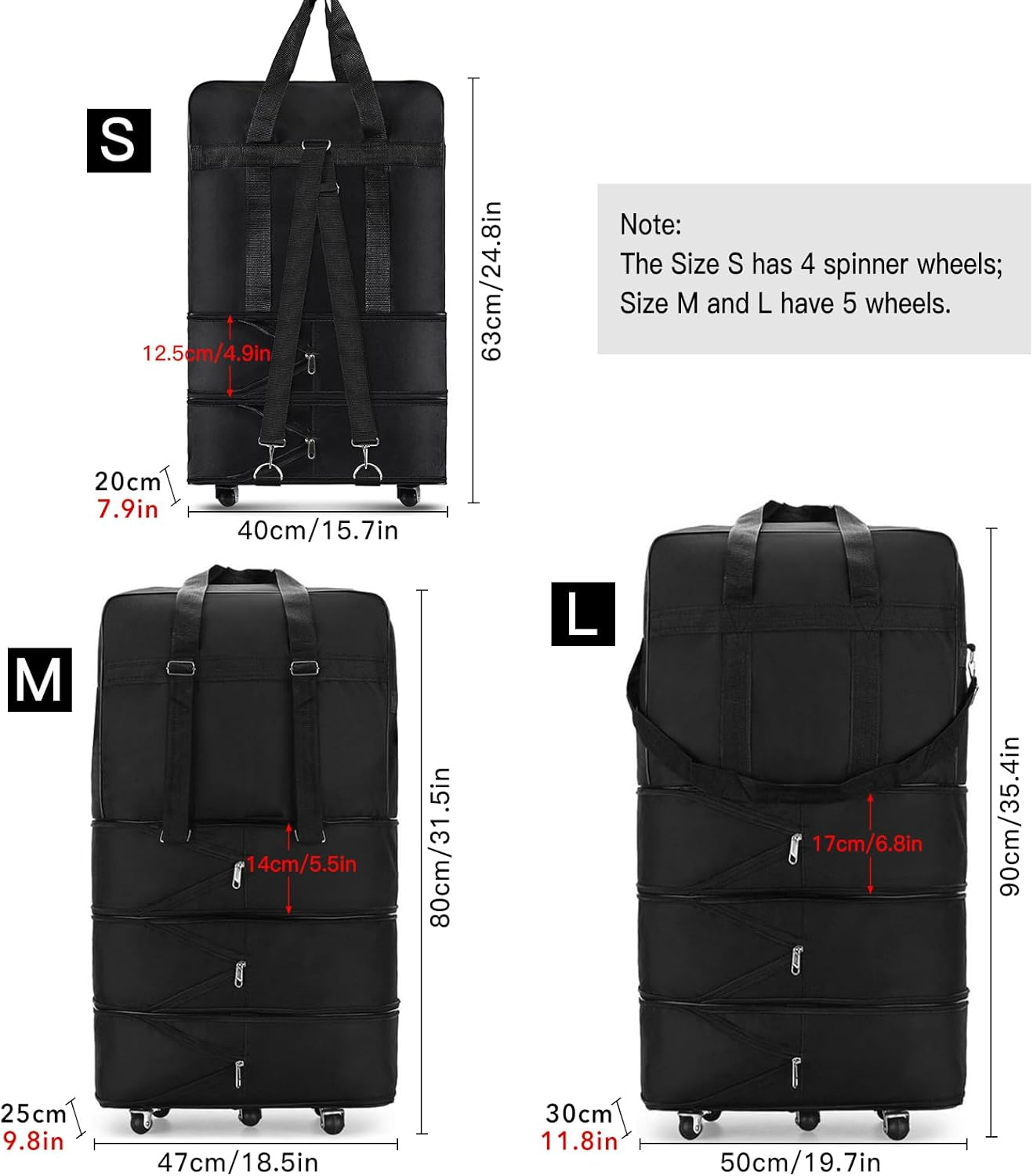 Walmeck Expandable Foldable Suitcase Collapsible Rolling Travel Luggage Bag for Men Women L image number 1