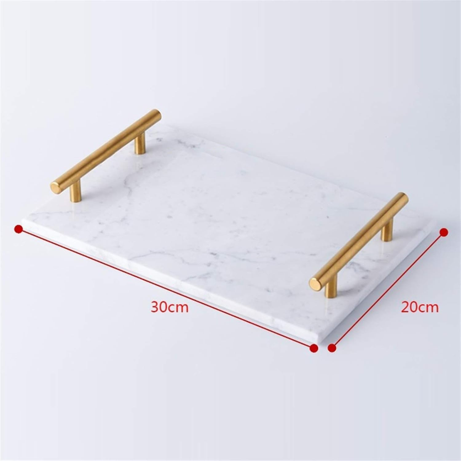 Marble Stone Decorative Tray, Bathroom Vanity Tray, Marble Tray with Gold Handles, Catchall Key Perfume Tray for Counter, Vanity, Dresser, Nightstand, Desk image number 2