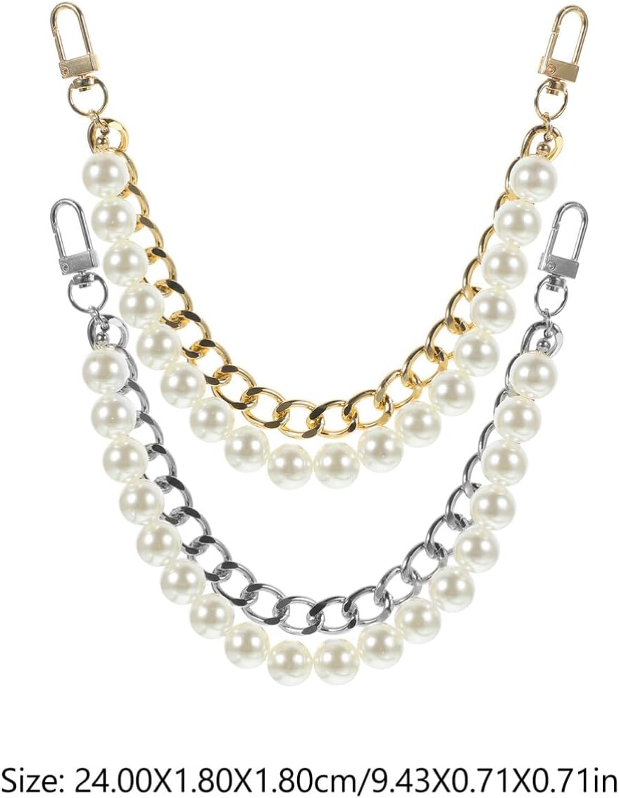 TEHAUX 4Pcs Pearl Bag Chain Plastic Replacement Single Shoulder Bag for Handbags Featuring image number 5