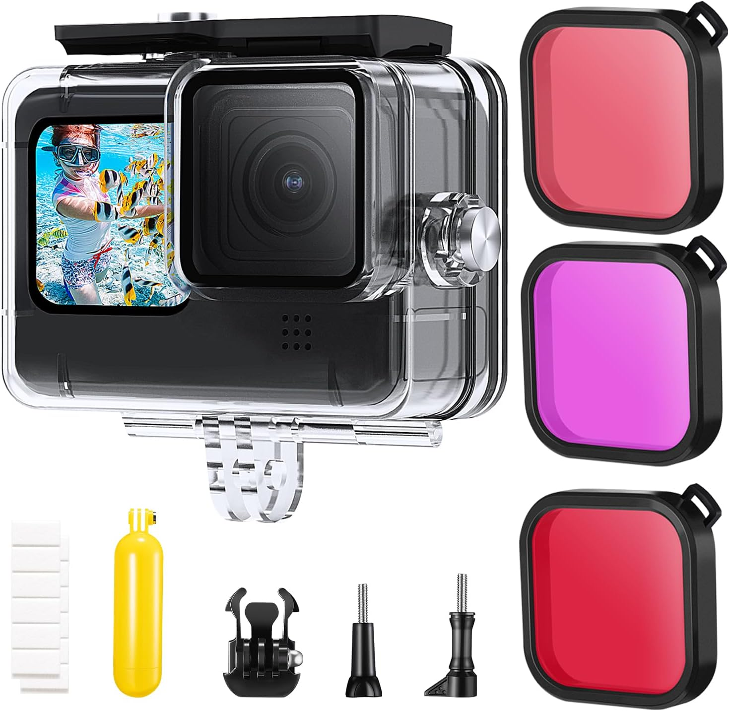 K&F Concept Waterproof Case with Dive Filters Compatible with Gopro Hero 12/11/10/9 Black, Protective Underwater Dive Housing Case Accessories Kit Bundle image number 4