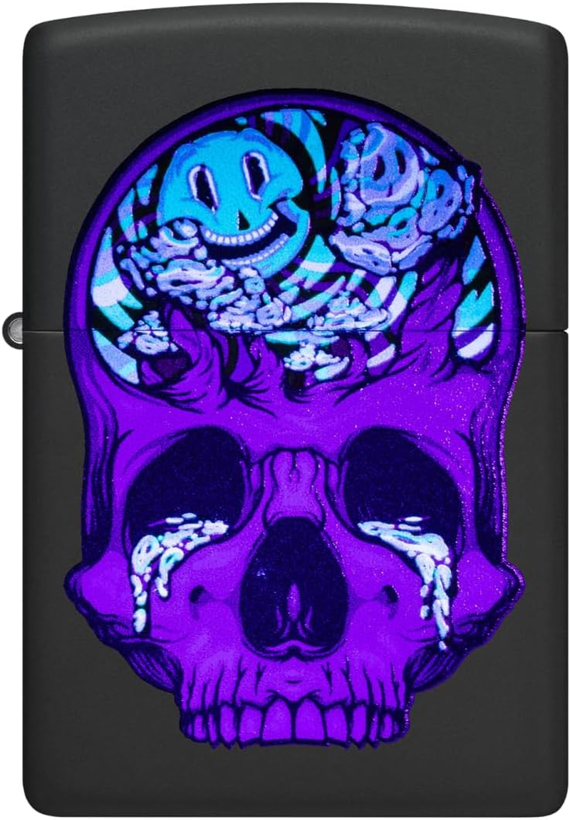 Zippo Skull Moon Design Windproof Lighter, Black Matte image number 3