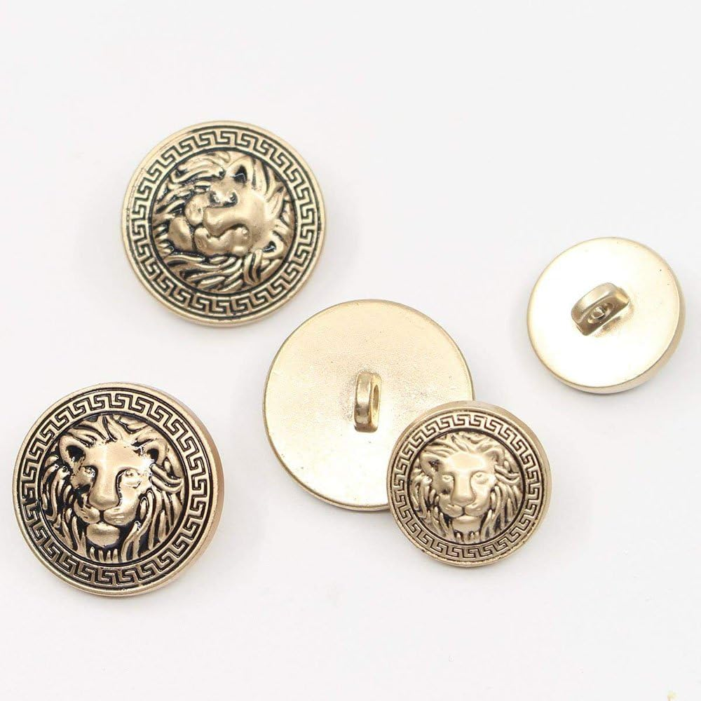 10PCS Clothes Buttons - Fashion Lion Head Sewing Button round Shaped Metal Button Set for Men Women Blazer, Coat, Uniform, Shirt, Suit and Jacket (Gold, 25Mm) image number 1