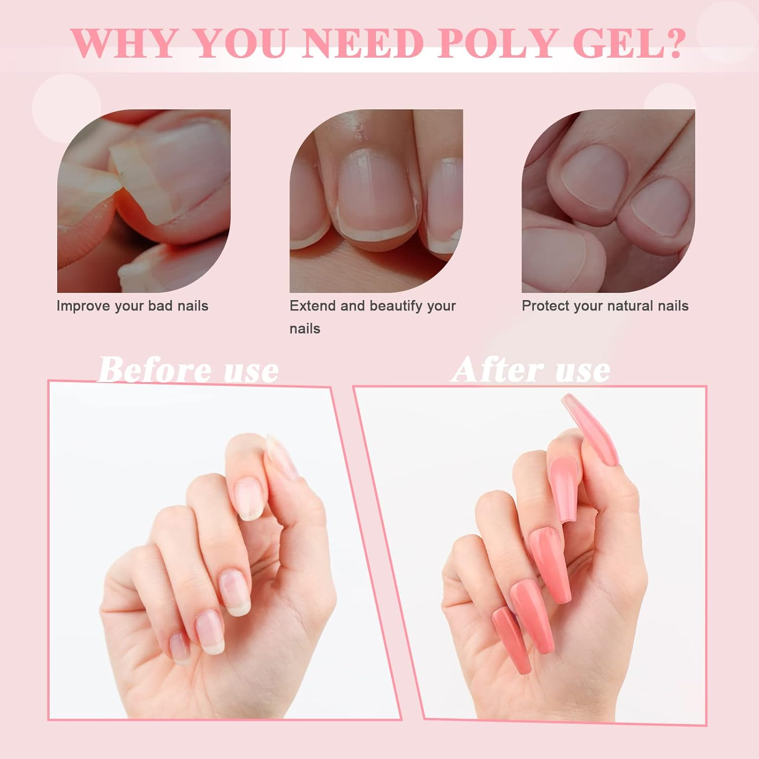Saviland 100G Poly Gel -Large Capacity Clear Poly Nail Extension Gel Basic Hard G El for N Ail Enhancement Repair Nail Art French Manicure Starter G El Nail Kit for Na Il Salon Use DIY at Home, Clear image number 2