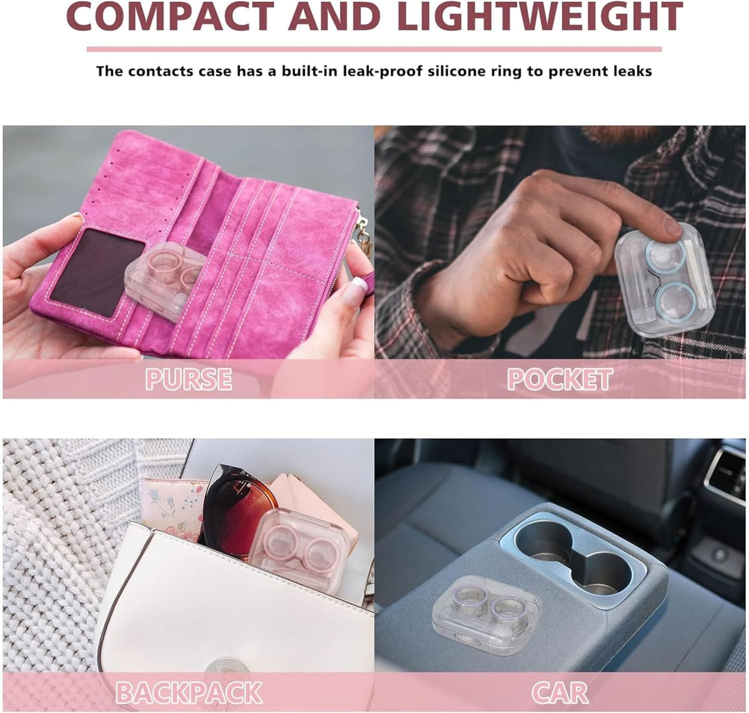 Itadaku 4-Piece Flip Lid Clear Contact Lens Case Travel Set, Leakproof, No Screw Lid, Visual Design, Travel-Friendly